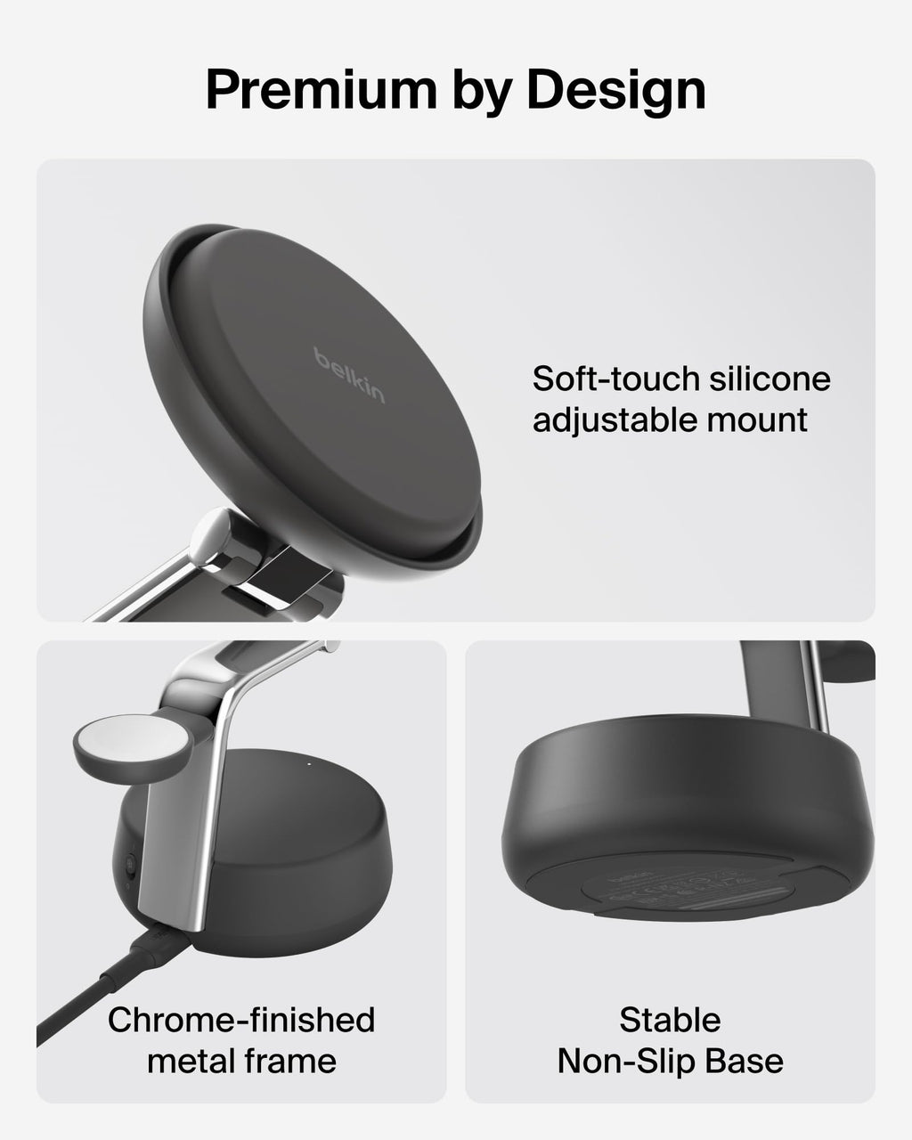 Belkin Qi2.2 25W Wireless Fast Charging Station, 3 in 1 iPhone Charger | Fast Charging, MagSafe Compatible, iPhone 17/16/15, Apple Watch, AirPods, Travel Charger, Magnetic