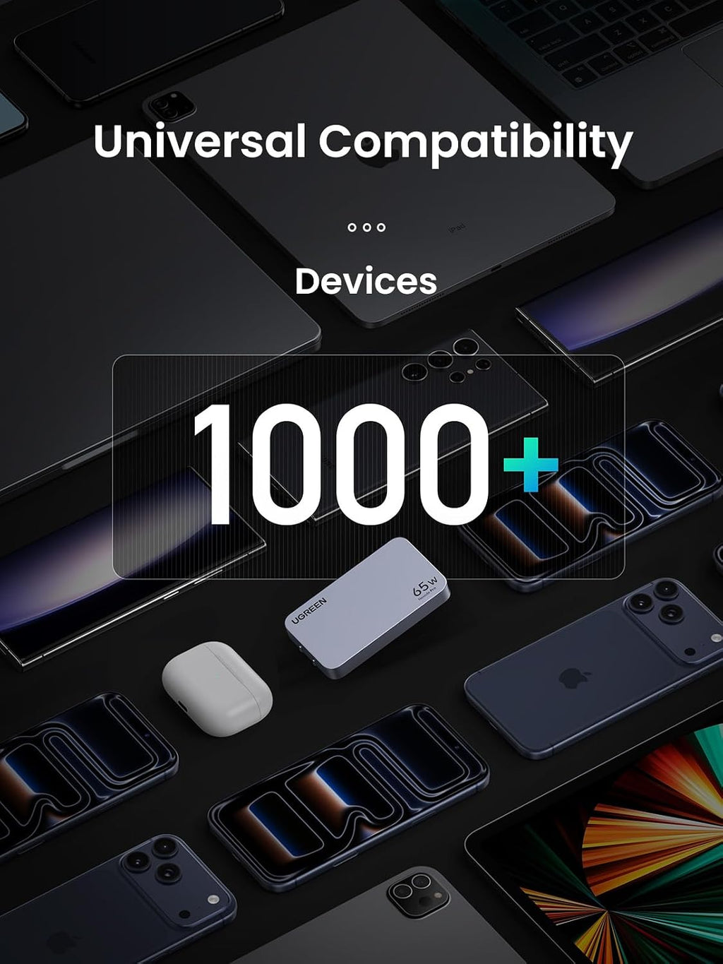 UGREEN Nexode Pro 65W GaN USB C Slim Wall Charger, 3-Port Compact Fast PPS Charger for iPhone 17/16/15 Series, MacBook Air, iPad Pro, Galaxy S25/S24, Pixel 10/9, Steam Deck