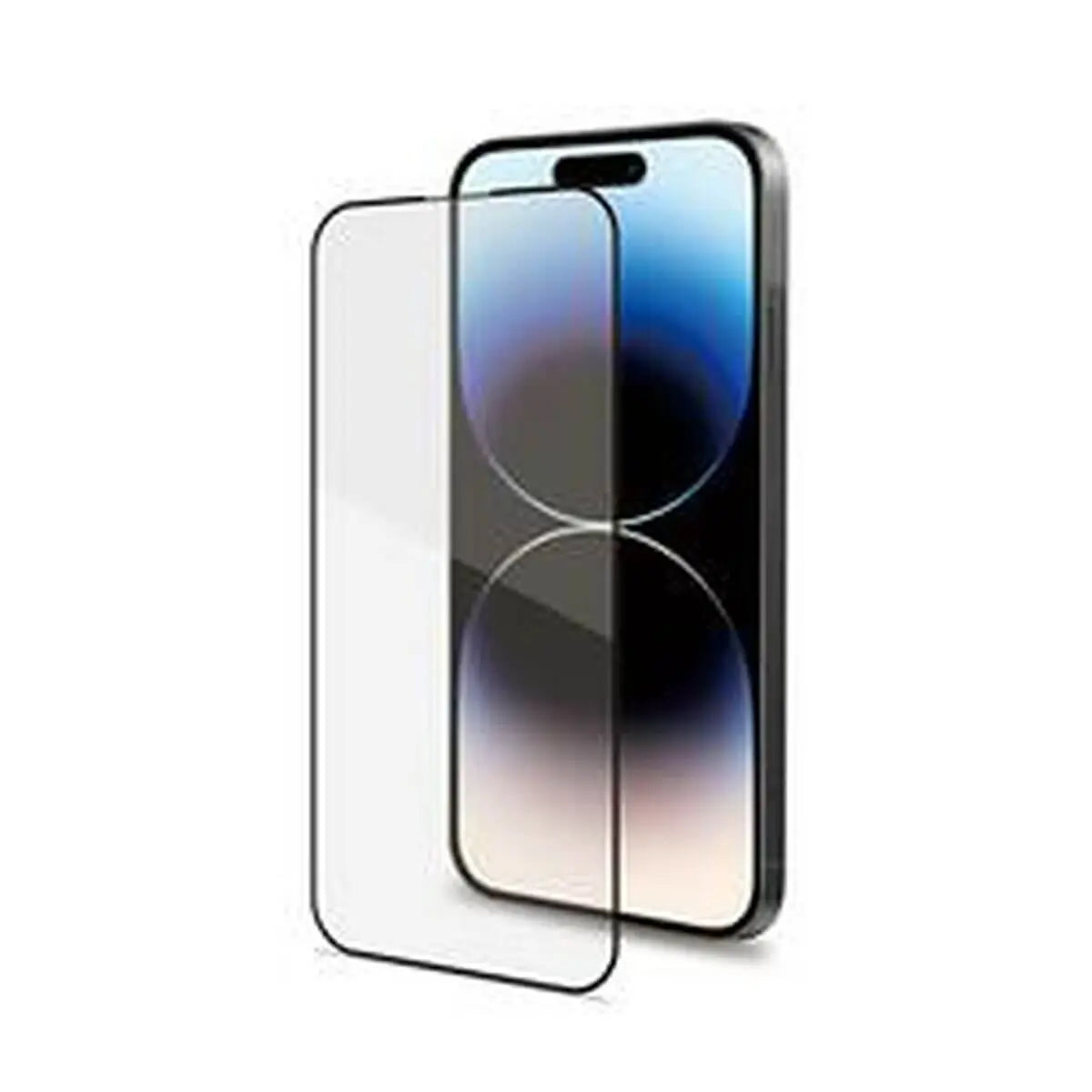 Vetro temperato 9H iPhone 15 Pro installato su smartphone, con protezione anti-graffio e anti-shock.