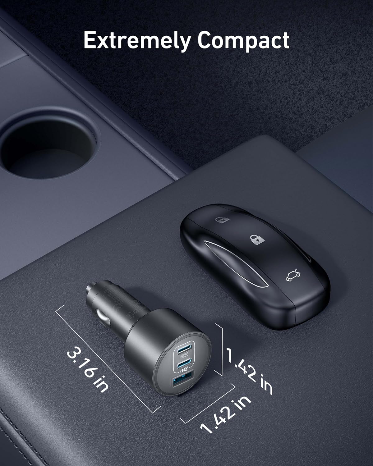 Anker Caricatore Auto USB C 167.5W Max, Accendisigari USB C 3-Porte Ultra-Compatto e Rapido, Per MacBook Pro/Air, iPhone 16/15/14/13 Serie, Samsung S24/S23, iPad Pro, AirPods, e Altro Ancora - ChargeCover