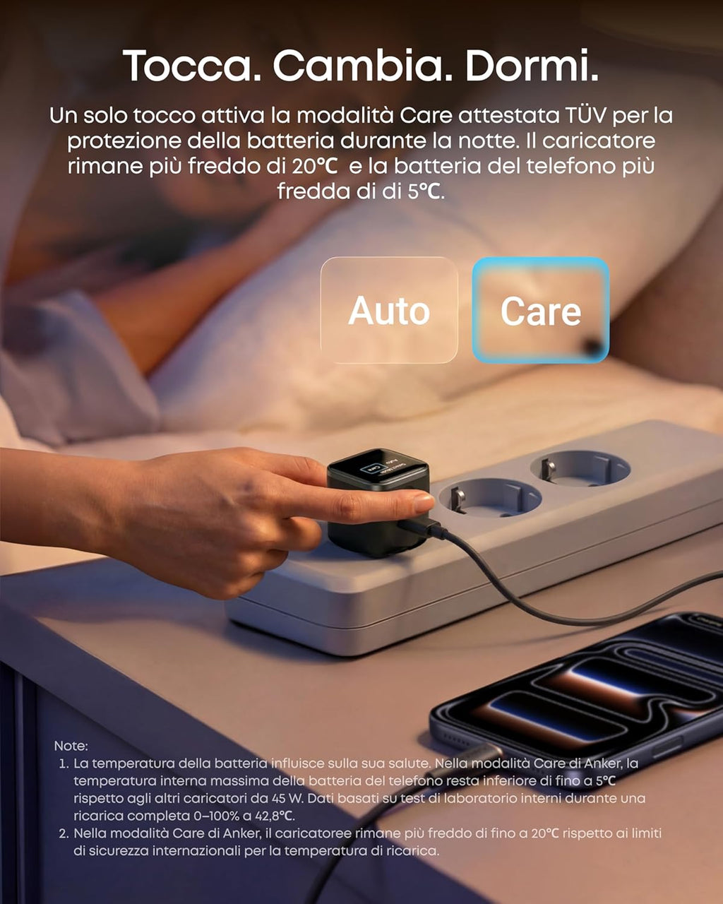 Anker Nano caricatore iPhone USB-C 45W smart display | Ricarica rapida, riconoscimento intelligente, modalità Care, design compatto, per iPhone 17/16/15, iPad - ChargeCover