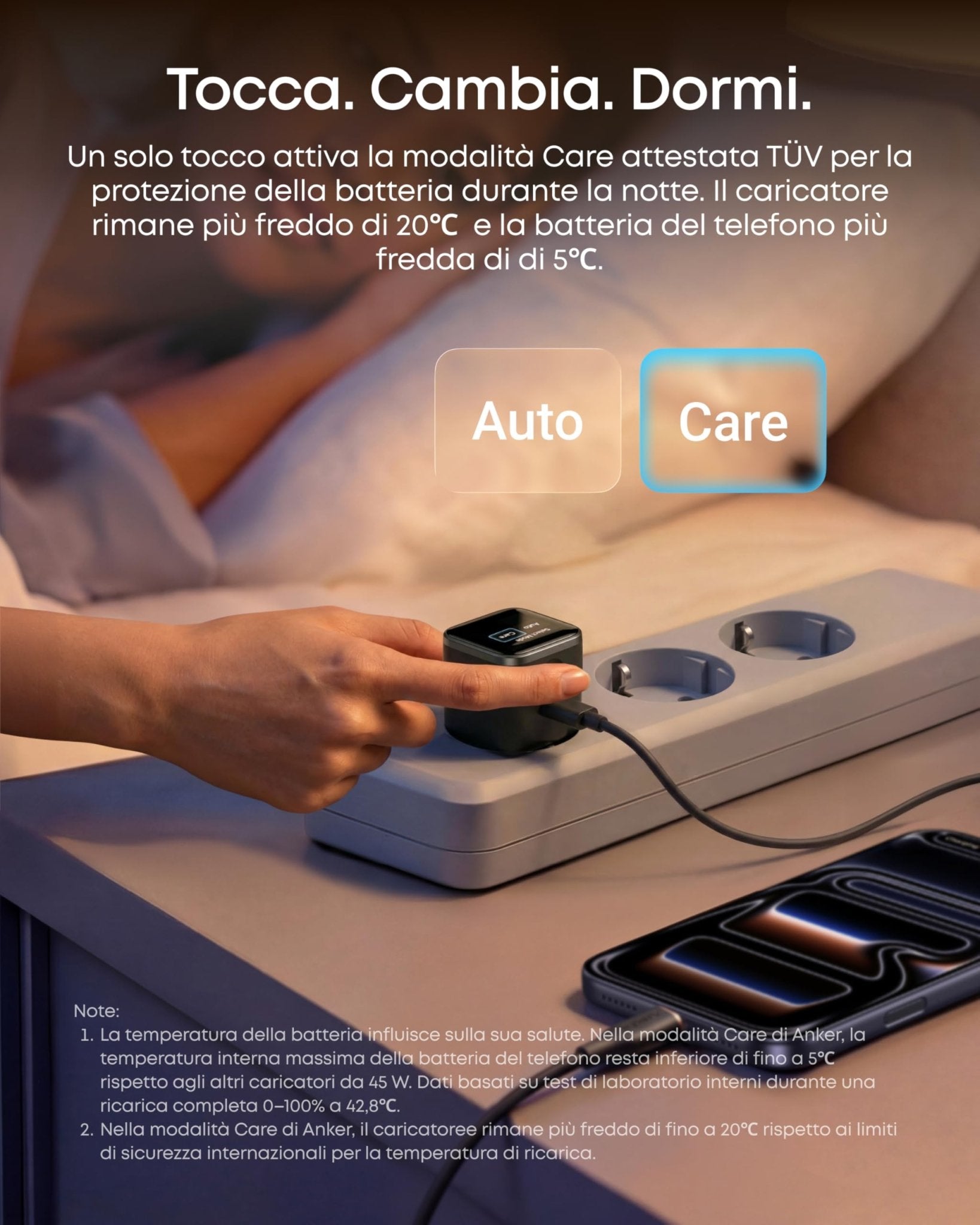 Anker Nano caricatore iPhone USB-C 45W smart display | Ricarica rapida, riconoscimento intelligente, modalità Care, design compatto, per iPhone 17/16/15, iPad - ChargeCover