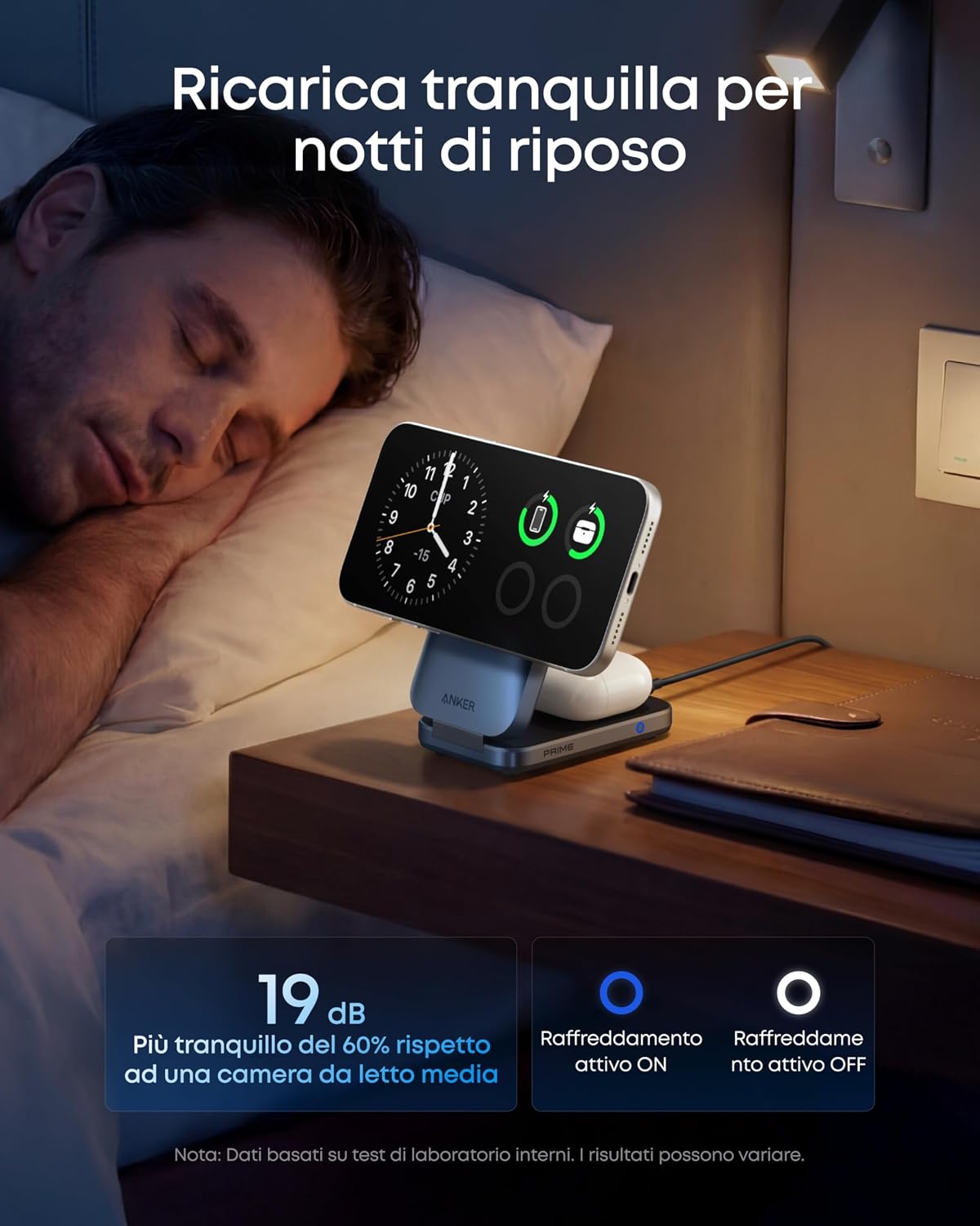 Anker Prime caricatore wireless iPhone 3 in 1 certificato Qi2.2 da 25 W | MagSafe compatibile, pieghevole e compatta. Ricarica iPhone 17/16, Apple Watch, AirPods (senza batteria, adattatore incluso) - ChargeCover