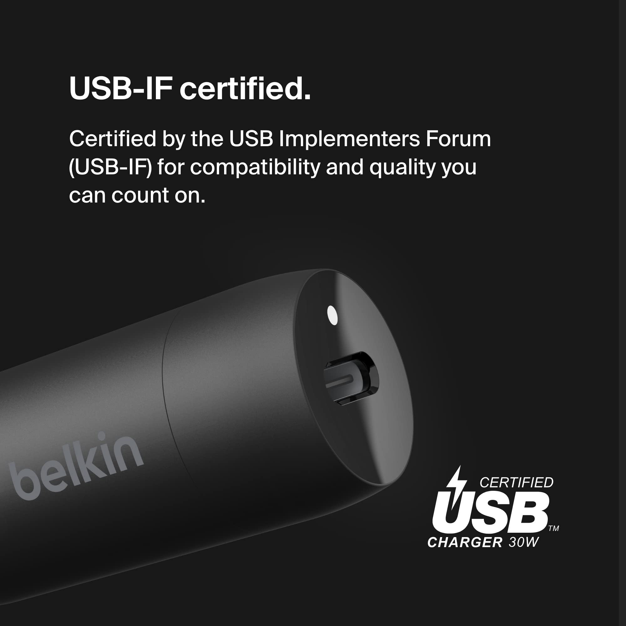 Belkin BoostCharge Caricabatteria da auto rapido da 30 W, design compatto con porta USB-C PD, compatibilità universale per iPhone 16, 15, 14, Galaxy S24, S23, Note, iPad | Ricarica rapida compatta, alimentazione USB-C, per iPhone 16, iPhone 15, Galaxy S25 - ChargeCover