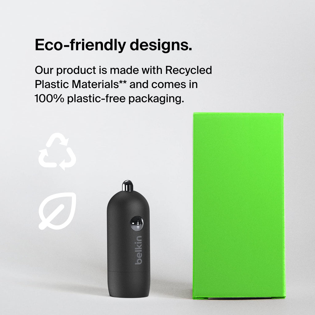 Belkin BoostCharge Caricabatteria da auto rapido da 30 W, design compatto con porta USB-C PD, compatibilità universale per iPhone 16, 15, 14, Galaxy S24, S23, Note, iPad | Ricarica rapida compatta, alimentazione USB-C, per iPhone 16, iPhone 15, Galaxy S25 - ChargeCover