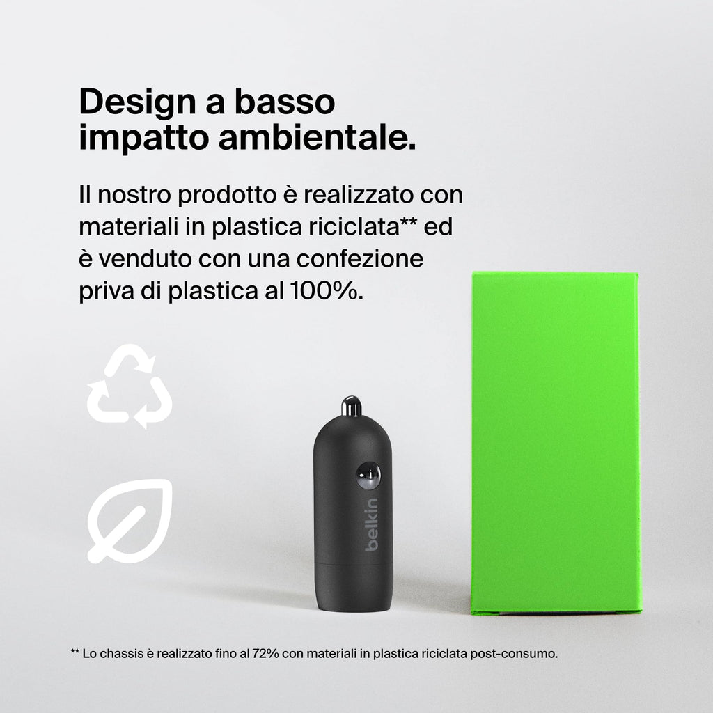 Belkin BoostCharge Caricabatteria da auto rapido da 30 W, design compatto con porta USB-C PD, compatibilità universale per iPhone 16, 15, 14, Galaxy S24, S23, Note, iPad | Ricarica rapida compatta, alimentazione USB-C, per iPhone 16, iPhone 15, Galaxy S25 - ChargeCover