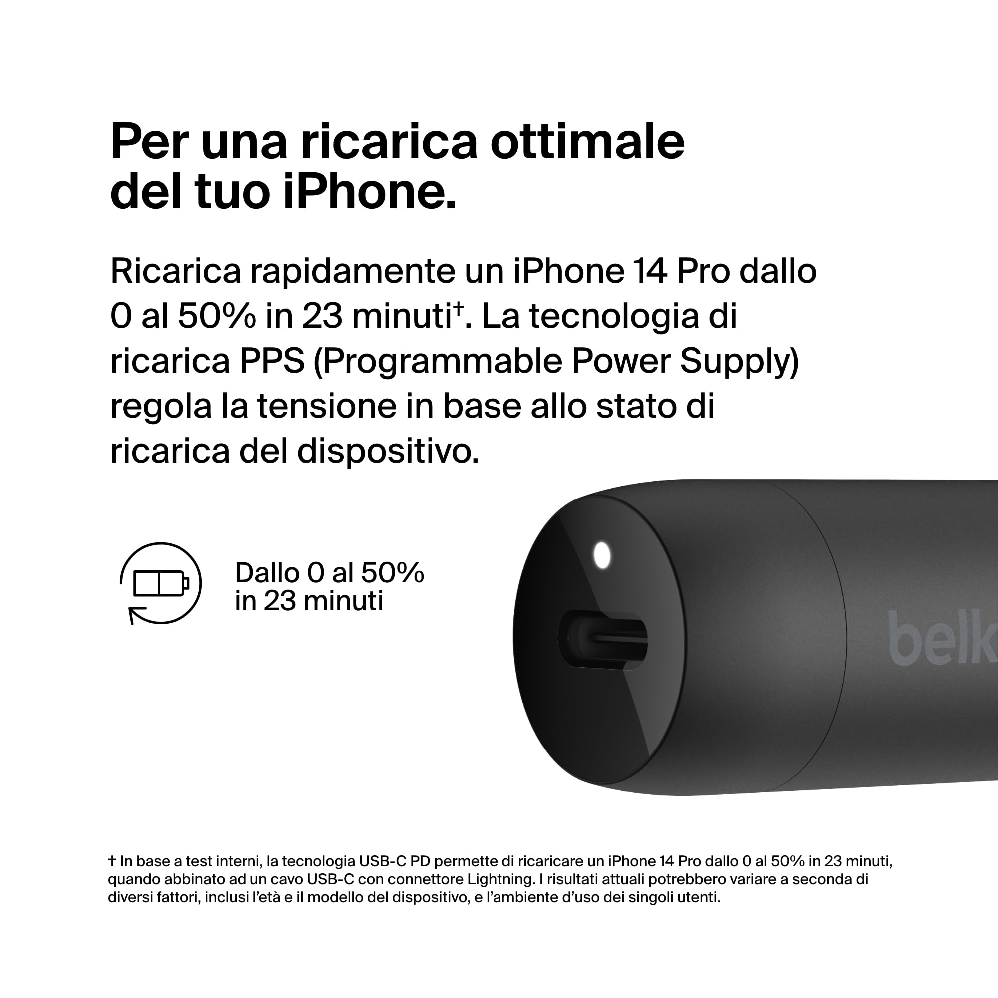 Belkin BoostCharge Caricabatteria da auto rapido da 30 W, design compatto con porta USB-C PD, compatibilità universale per iPhone 16, 15, 14, Galaxy S24, S23, Note, iPad | Ricarica rapida compatta, alimentazione USB-C, per iPhone 16, iPhone 15, Galaxy S25 - ChargeCover