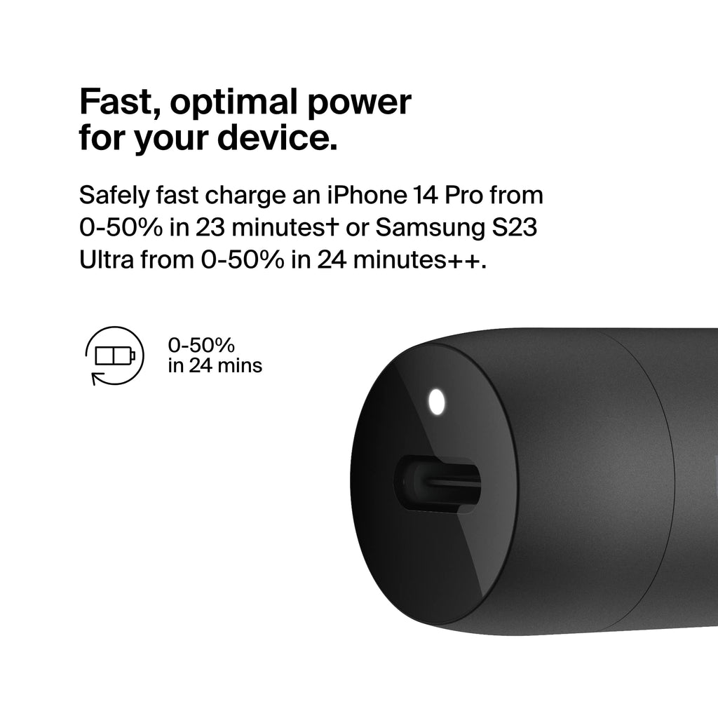 Belkin BoostCharge Caricabatteria da auto rapido da 30 W, design compatto con porta USB-C PD, compatibilità universale per iPhone 16, 15, 14, Galaxy S24, S23, Note, iPad | Ricarica rapida compatta, alimentazione USB-C, per iPhone 16, iPhone 15, Galaxy S25 - ChargeCover