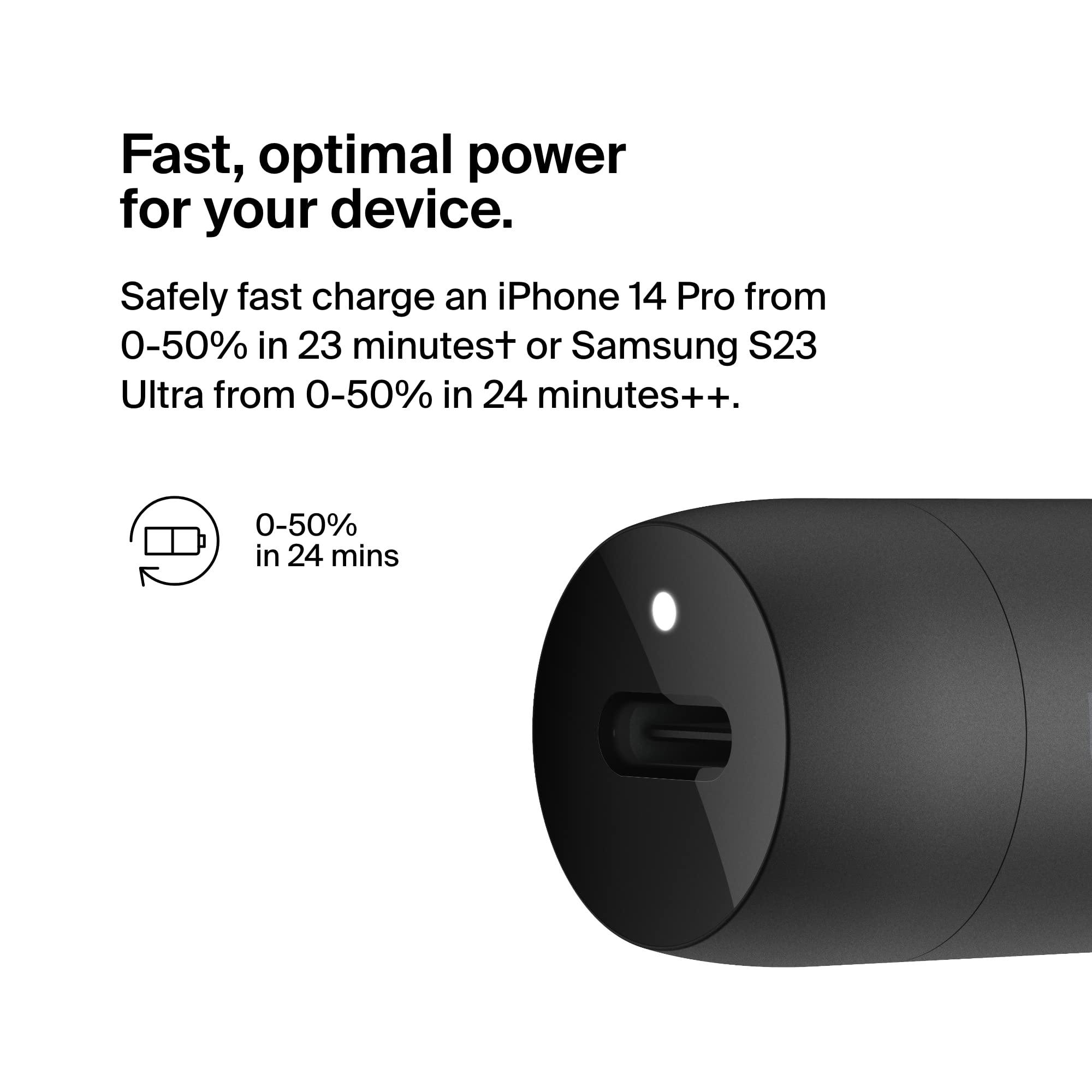 Belkin BoostCharge Caricabatteria da auto rapido da 30 W, design compatto con porta USB-C PD, compatibilità universale per iPhone 16, 15, 14, Galaxy S24, S23, Note, iPad | Ricarica rapida compatta, alimentazione USB-C, per iPhone 16, iPhone 15, Galaxy S25 - ChargeCover
