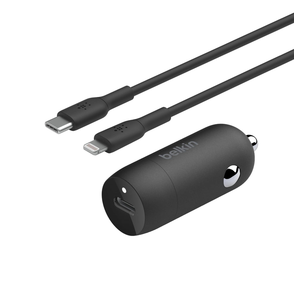 Belkin BoostCharge Caricabatteria da auto rapido da 30 W, design compatto con porta USB-C PD, compatibilità universale per iPhone 16, 15, 14, Galaxy S24, S23, Note, iPad | Ricarica rapida compatta, alimentazione USB-C, per iPhone 16, iPhone 15, Galaxy S25 - ChargeCover