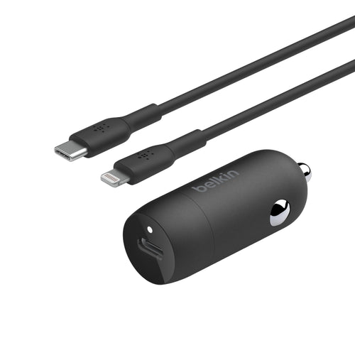 Belkin BoostCharge Caricabatteria da auto rapido da 30 W, design compatto con porta USB-C PD, compatibilità universale per iPhone 16, 15, 14, Galaxy S24, S23, Note, iPad | Ricarica rapida compatta, alimentazione USB-C, per iPhone 16, iPhone 15, Galaxy S25 - ChargeCover