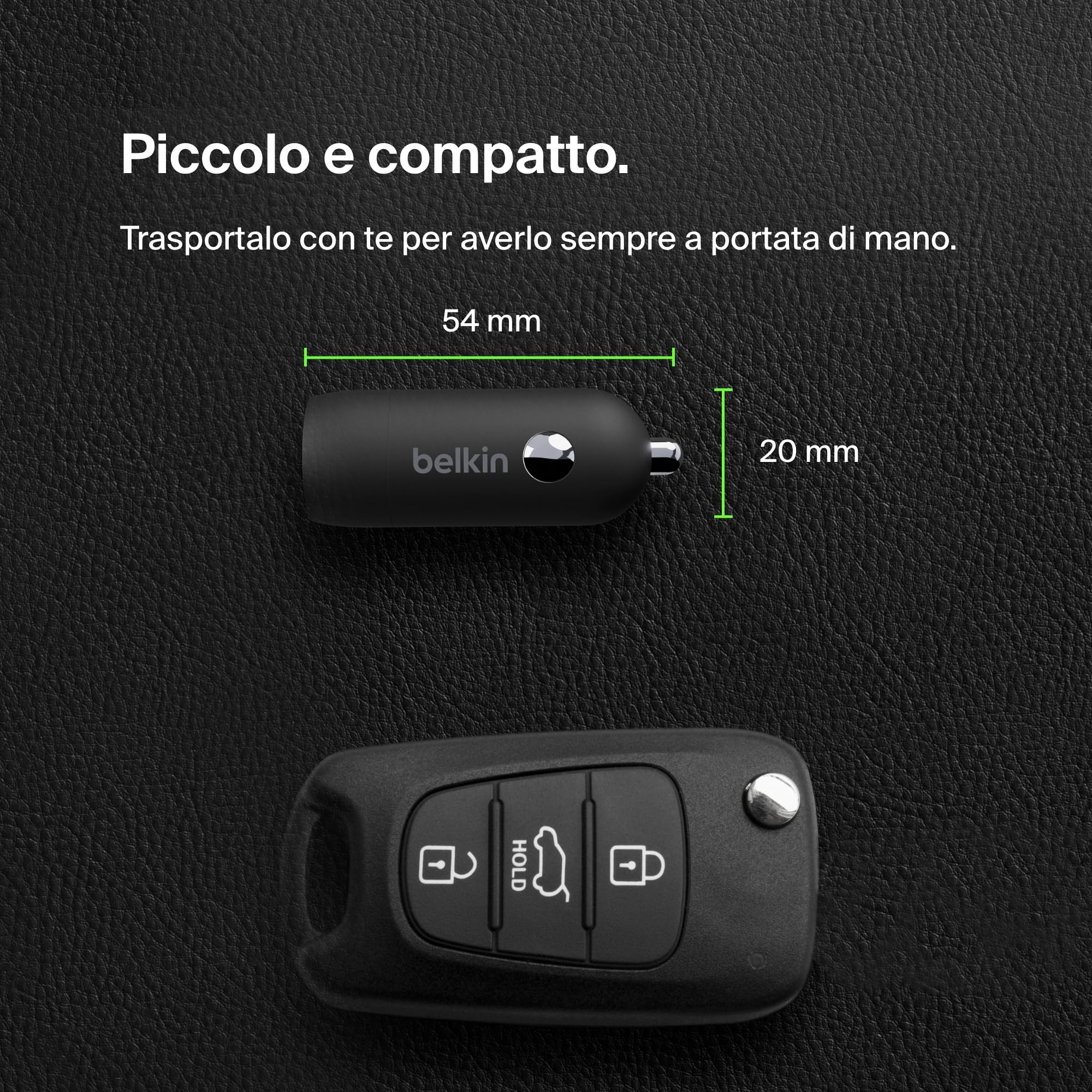 Belkin BoostCharge Caricabatteria da auto rapido da 30 W, design compatto con porta USB-C PD, compatibilità universale per iPhone 16, 15, 14, Galaxy S24, S23, Note, iPad | Ricarica rapida compatta, alimentazione USB-C, per iPhone 16, iPhone 15, Galaxy S25 - ChargeCover