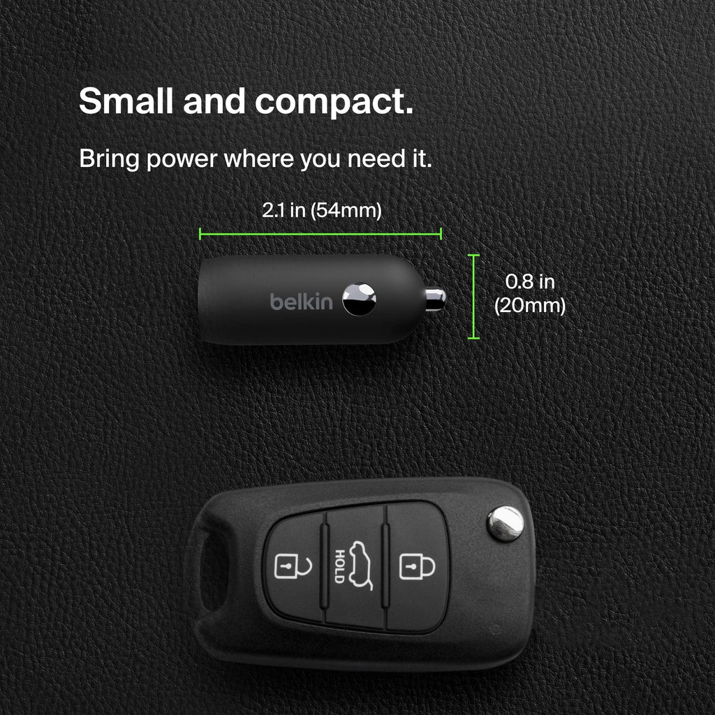 Belkin BoostCharge Caricabatteria da auto rapido da 30 W, design compatto con porta USB-C PD, compatibilità universale per iPhone 16, 15, 14, Galaxy S24, S23, Note, iPad | Ricarica rapida compatta, alimentazione USB-C, per iPhone 16, iPhone 15, Galaxy S25 - ChargeCover