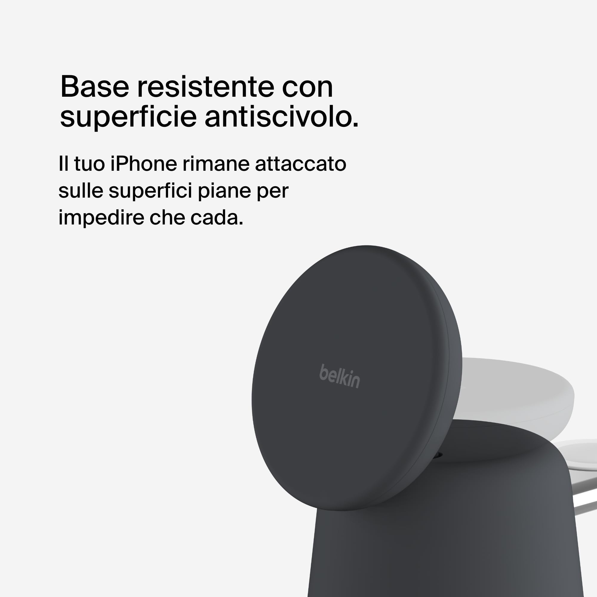 Belkin BoostCharge Caricabatteria wireless 2 in 1 con Qi2 da 15 W, caricatore MagSafe per iPhone 16, 15, 14, 13, 12, Apple Watch, AirPods e altri dispositivi Qi2, alimentatore incluso, Carbone | Base di Ricarica Magnetica MagSafe, Caricatore da Muro 30W I - ChargeCover