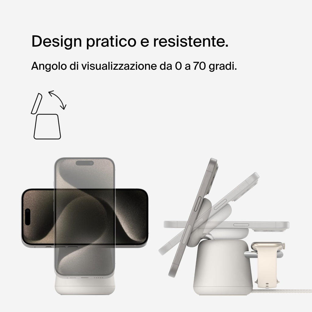Belkin BoostCharge Caricabatteria wireless 2 in 1 con Qi2 da 15 W, caricatore MagSafe per iPhone 16, 15, 14, 13, 12, Apple Watch, AirPods e altri dispositivi Qi2, alimentatore incluso, Carbone | Base di Ricarica Magnetica MagSafe, Caricatore da Muro 30W I - ChargeCover