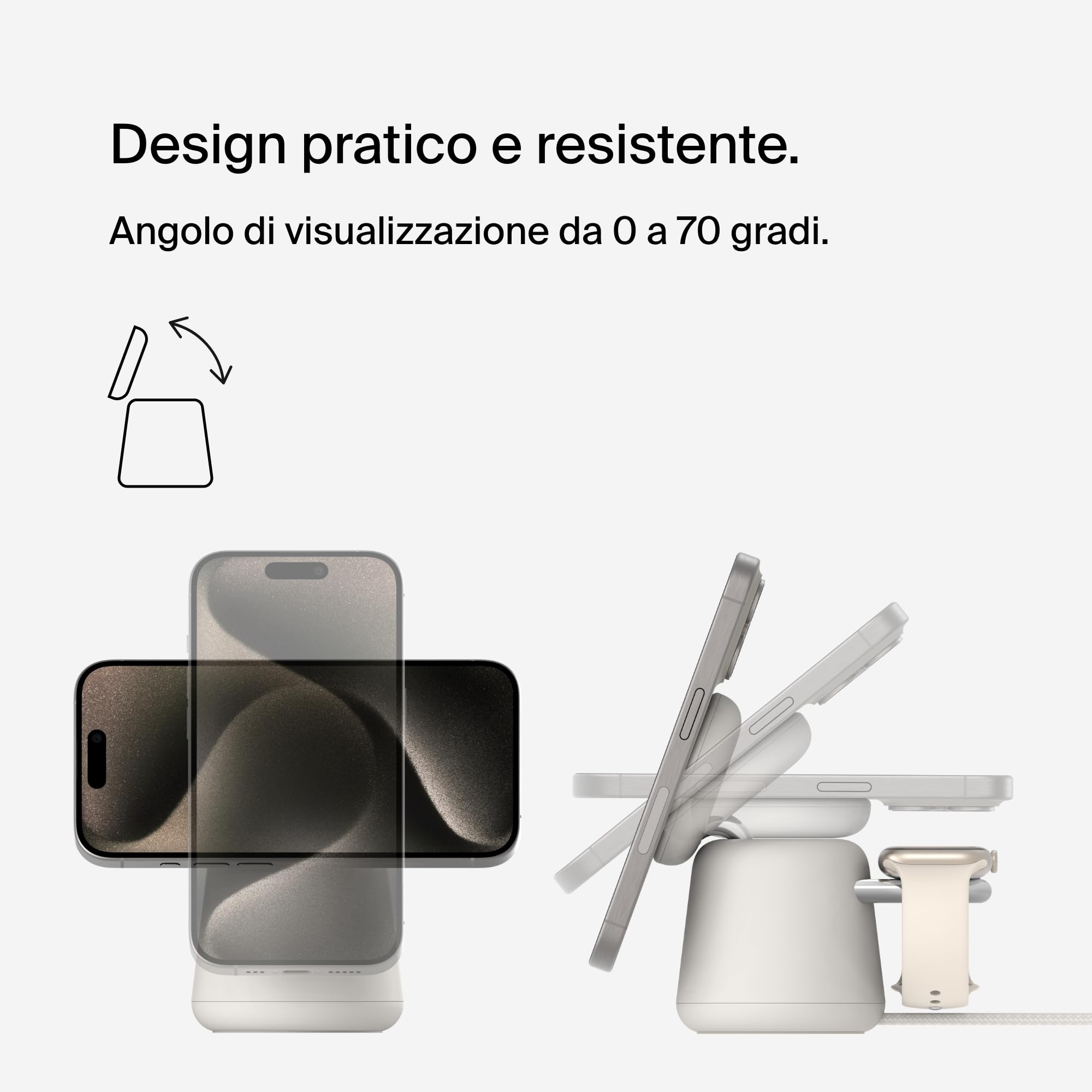 Belkin BoostCharge Caricabatteria wireless 2 in 1 con Qi2 da 15 W, caricatore MagSafe per iPhone 16, 15, 14, 13, 12, Apple Watch, AirPods e altri dispositivi Qi2, alimentatore incluso, Carbone | Base di Ricarica Magnetica MagSafe, Caricatore da Muro 30W I - ChargeCover