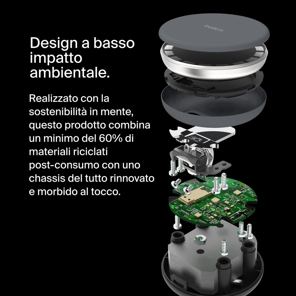 Belkin BoostCharge Caricabatteria wireless 2 in 1 con Qi2 da 15 W, caricatore MagSafe per iPhone 16, 15, 14, 13, 12, Apple Watch, AirPods e altri dispositivi Qi2, alimentatore incluso, Carbone | Base di Ricarica Magnetica MagSafe, Caricatore da Muro 30W I - ChargeCover