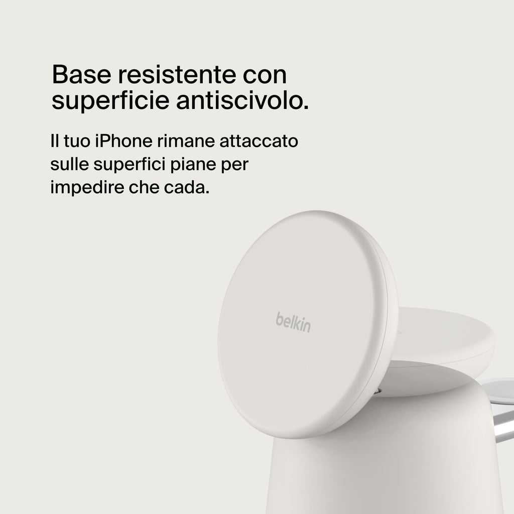 Belkin BoostCharge Caricabatteria wireless 2 in 1 con Qi2 da 15 W, caricatore MagSafe per iPhone 16, 15, 14, 13, 12, Apple Watch, AirPods e altri dispositivi Qi2, alimentatore incluso, Carbone | Base di Ricarica Magnetica MagSafe, Caricatore da Muro 30W I - ChargeCover