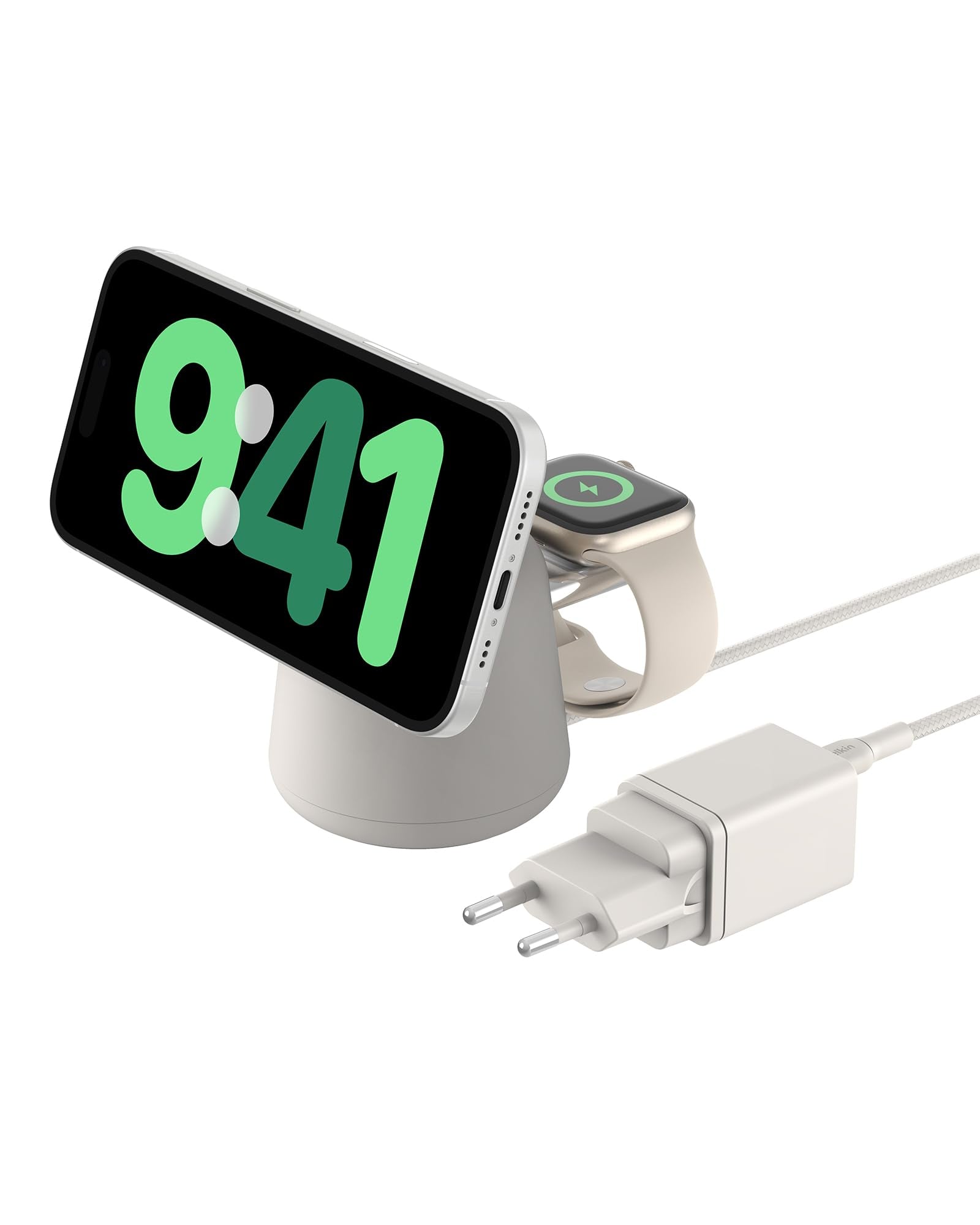 Belkin BoostCharge Caricabatteria wireless 2 in 1 con Qi2 da 15 W, caricatore MagSafe per iPhone 16, 15, 14, 13, 12, Apple Watch, AirPods e altri dispositivi Qi2, alimentatore incluso, Carbone | Base di Ricarica Magnetica MagSafe, Caricatore da Muro 30W I - ChargeCover