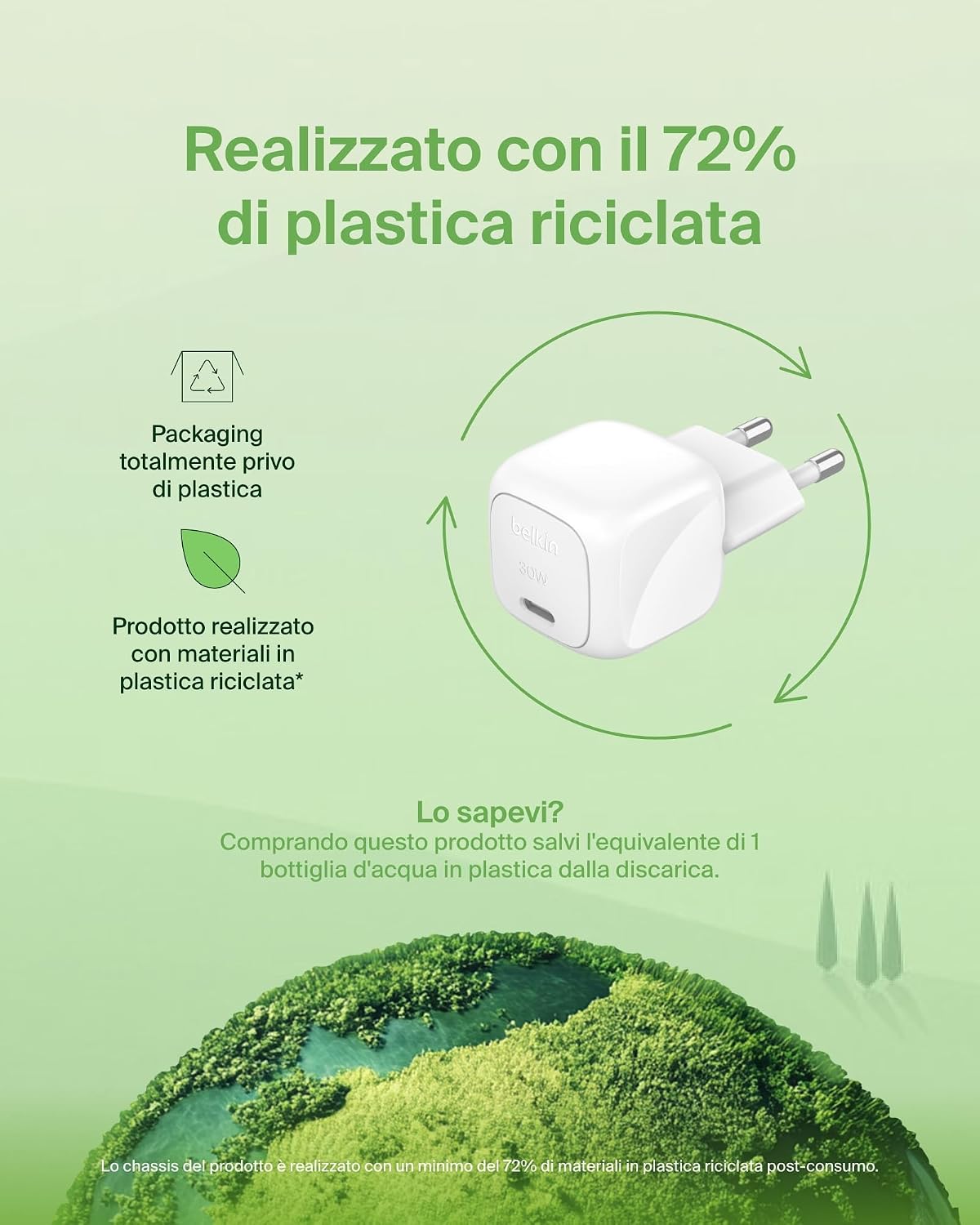 Belkin BoostCharge Caricabatterie da muro compatto da 30 W, caricatore USB-C rapido da viaggio per Apple iPhone, Samsung Galaxy, iPad, AirPods, tablet e altri, cavo da USB-C a C incluso, bianco - ChargeCover