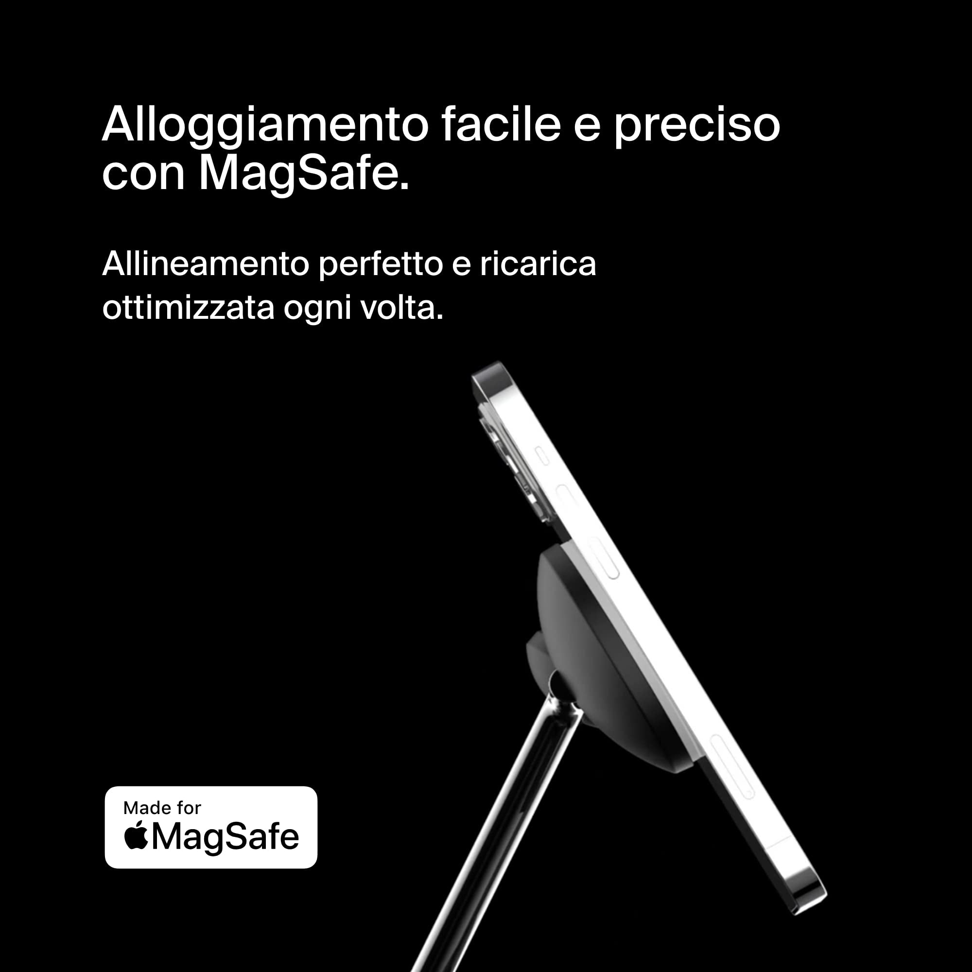 Belkin BoostCharge Caricatore 3 in 1 con Qi2, base di ricarica wireless compatibile con MagSafe, caricatore iPhone 17, Air, Pixelsnap, Apple Watch e AirPods, alimentatore incluso - Nero - ChargeCover