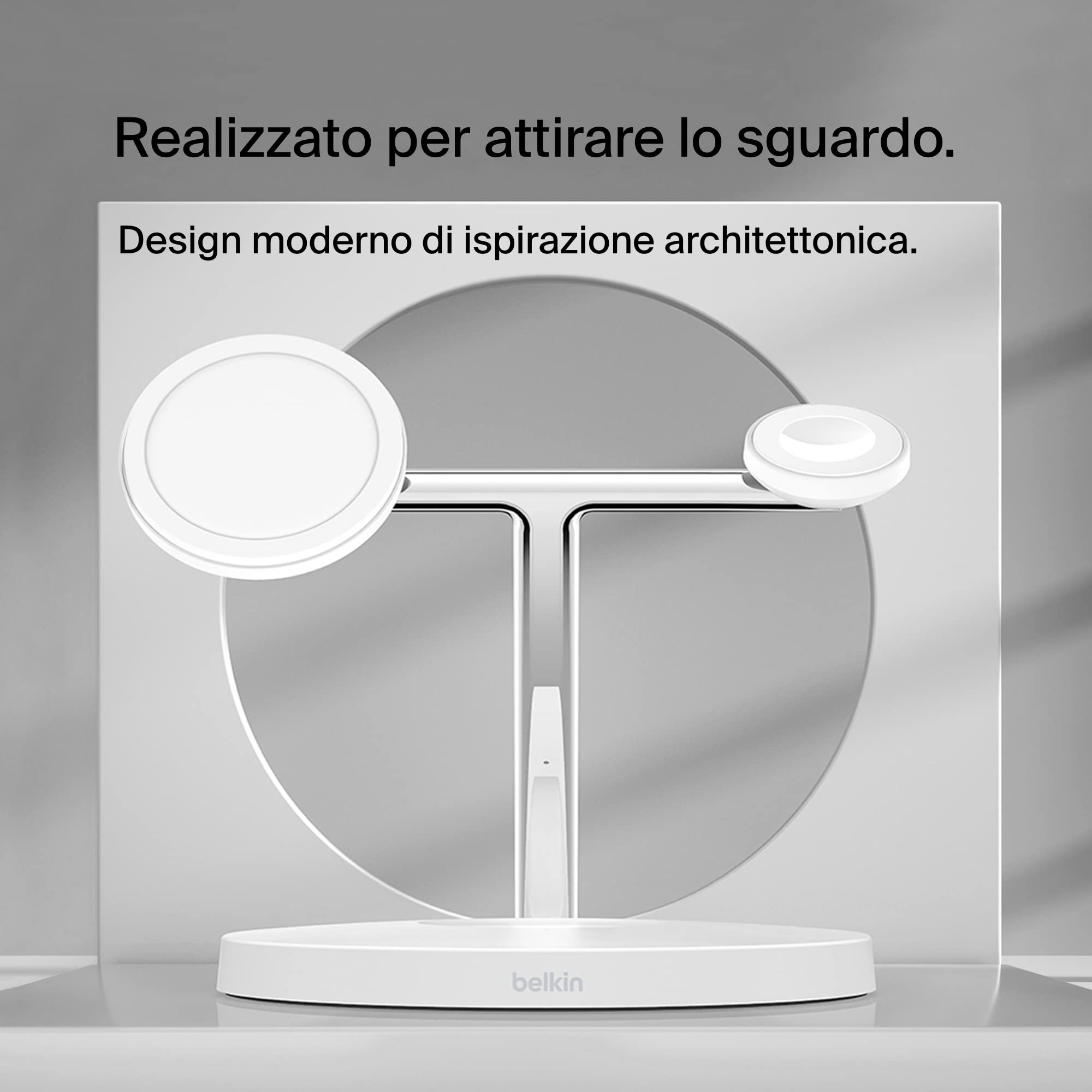 Belkin BoostCharge Caricatore 3 in 1 con Qi2, base di ricarica wireless compatibile con MagSafe, caricatore iPhone 17, Air, Pixelsnap, Apple Watch e AirPods, alimentatore incluso - Nero - ChargeCover