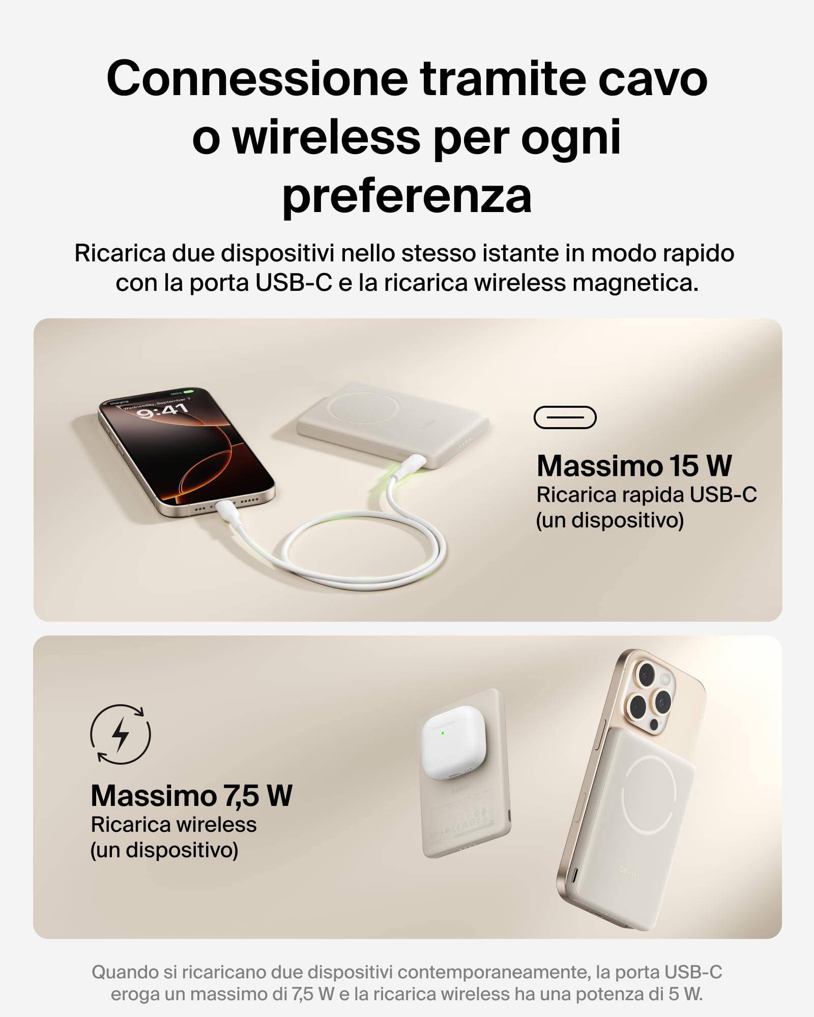 Belkin BoostCharge Power Bank Magnetico 5000mAh, Anello Magnetico - Nero | Caricatore Portatile 5000mAh Wireless, Anello Magnetico per Aggancio, 1 USB-C, Pre-Caricato, Cavo Incluso, Sicuro in Aereo - ChargeCover