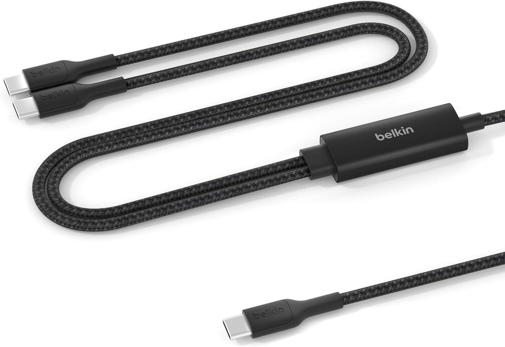 Belkin BoostCharge Pro Cavo Multi USBC 140W 2 in 1, Splitter USBC a Ricarica Rapida, 2 Uscite Tipo C con Ricarica Intelligente, Multicavo Intrecciato per MacBook, iPhone, iPad, Samsung, Pixel, Nero - ChargeCover