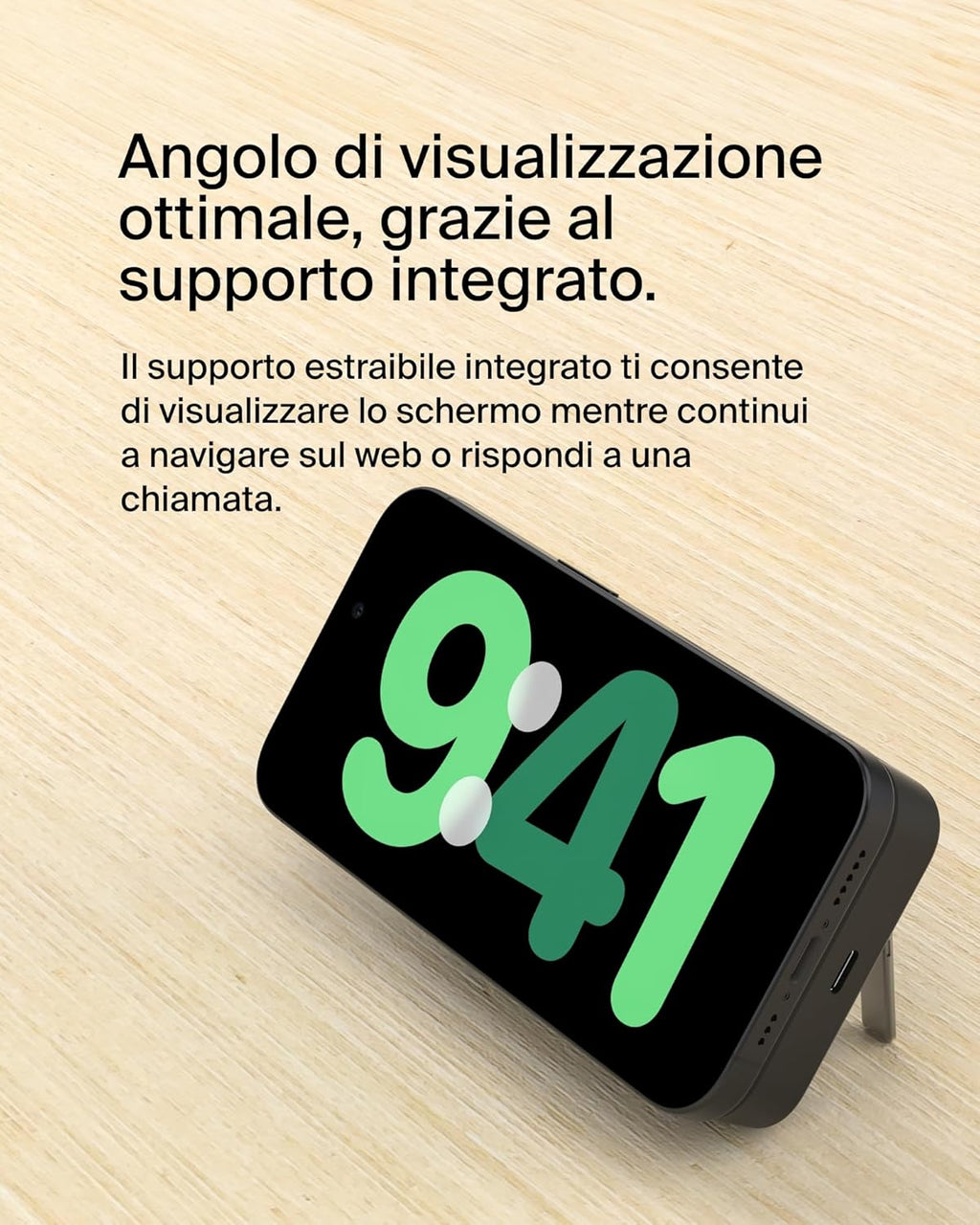 Belkin BoostCharge Pro Power bank wireless 10.000 mAh con Qi2, caricabatteria portatile compatibile con MagSafe, supporto integrato per iPhone 16, 16 Plus, 16 Pro/Pro Max, iPhone 15 e altri, nero - ChargeCover