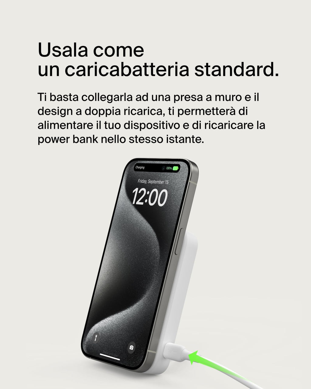 Belkin BoostCharge Pro Power bank wireless 10.000 mAh con Qi2, caricabatteria portatile compatibile con MagSafe, supporto integrato per iPhone 16, 16 Plus, 16 Pro/Pro Max, iPhone 15 e altri, nero - ChargeCover