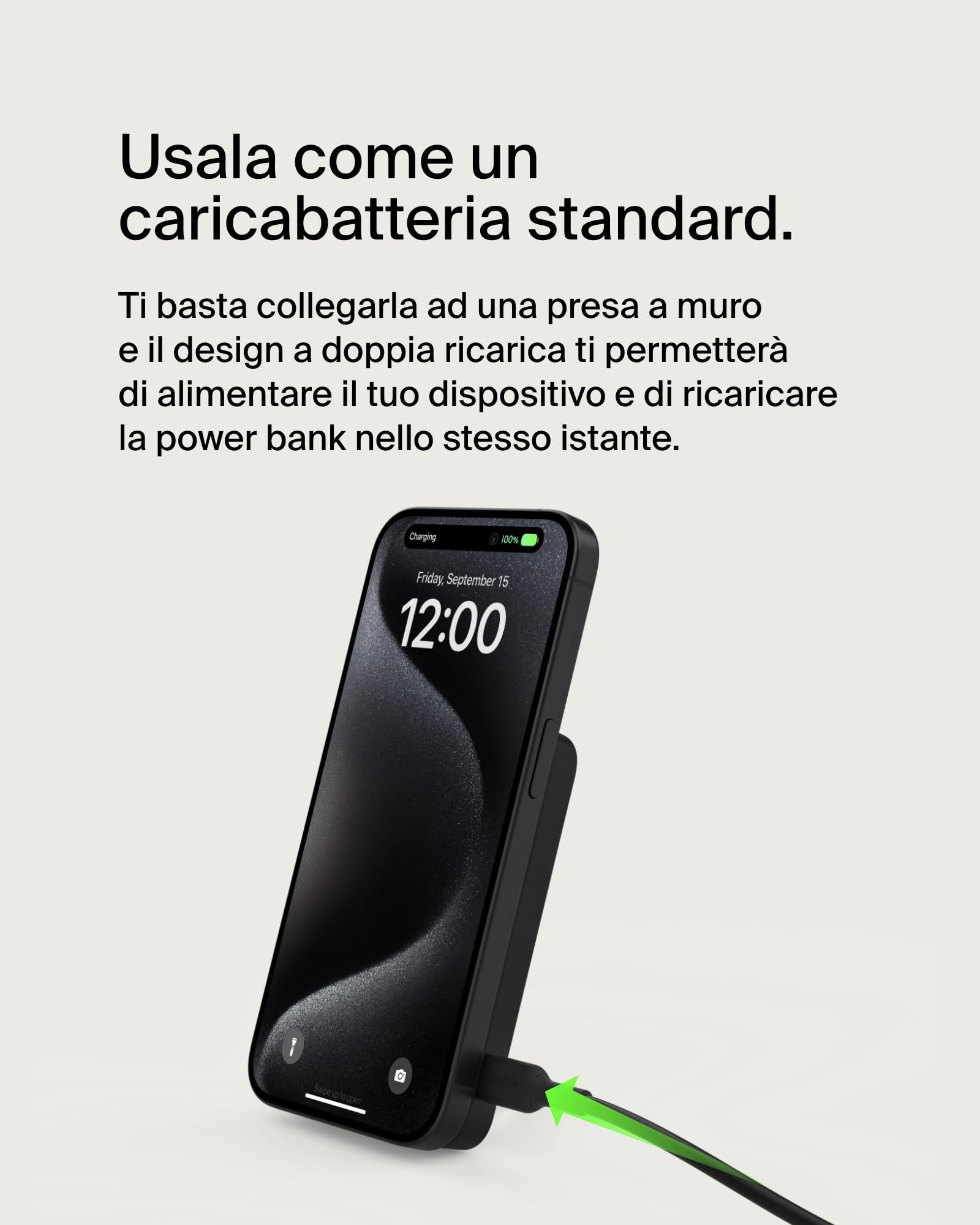 Belkin BoostCharge Pro Power bank wireless 10.000 mAh con Qi2, caricabatteria portatile compatibile con MagSafe, supporto integrato per iPhone 16, 16 Plus, 16 Pro/Pro Max, iPhone 15 e altri, nero - ChargeCover