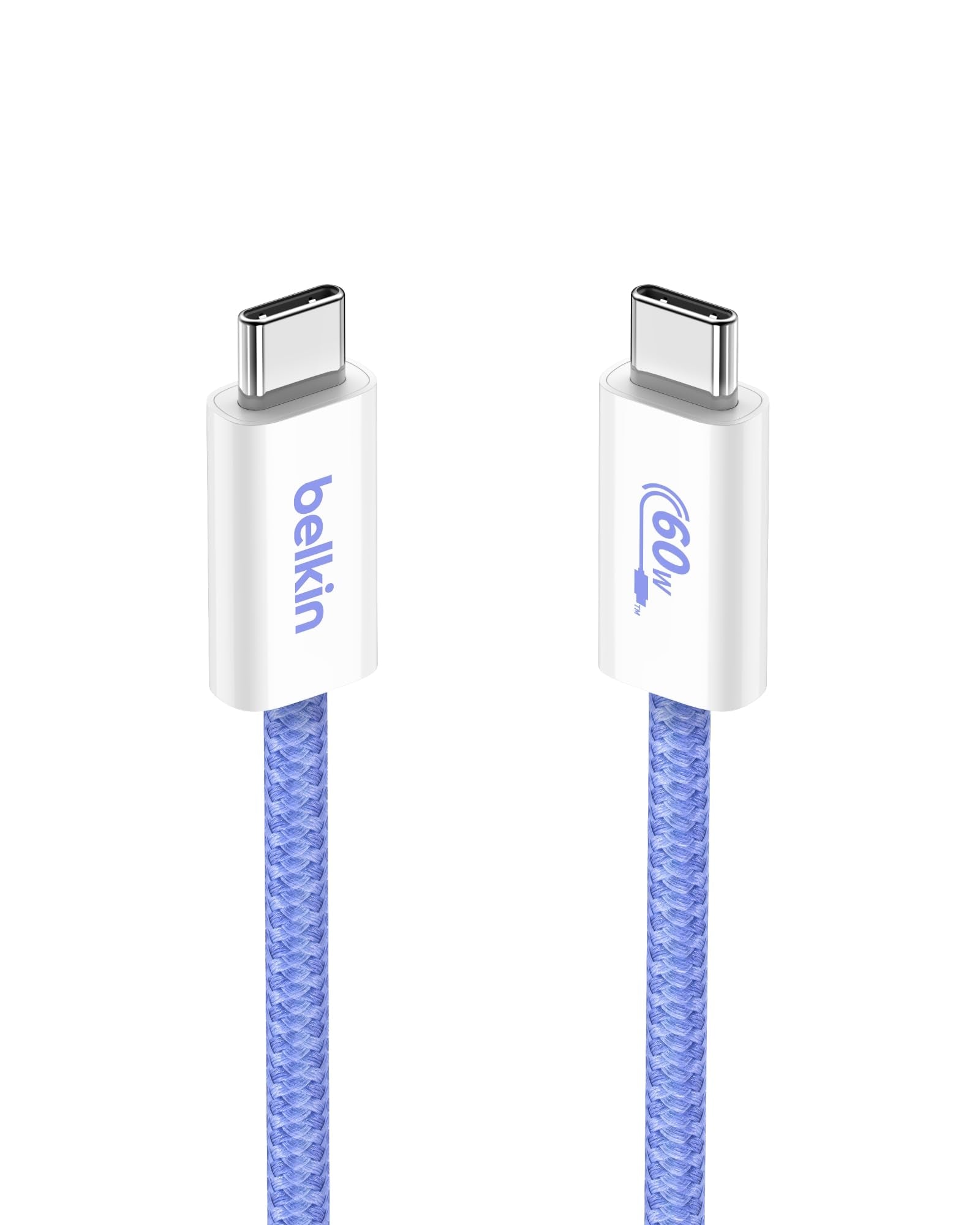 Belkin Confezione da 2 cavi intrecciati da USB-C a USB-C da 1,5 m, 60 W, cavo flessibile per ricarica rapida, cavo Type-C per iPhone 17 e iPhone 16 series, Galaxy S25, Pixel 10, iPad Pro e altri, nero - ChargeCover