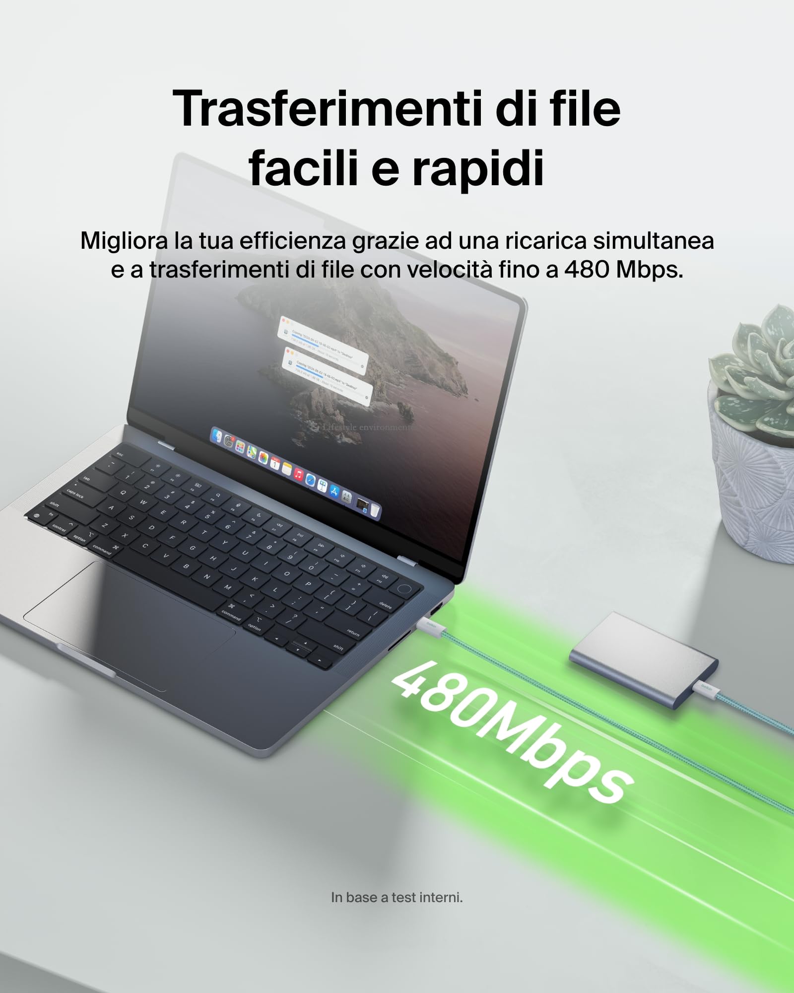 Belkin Confezione da 2 cavi intrecciati da USB-C a USB-C da 1,5 m, 60 W, cavo flessibile per ricarica rapida, cavo Type-C per iPhone 17 e iPhone 16 series, Galaxy S25, Pixel 10, iPad Pro e altri, nero - ChargeCover