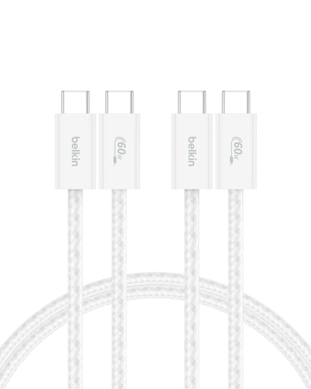 Belkin Confezione da 2 cavi intrecciati da USB-C a USB-C da 1,5 m, 60 W, cavo flessibile per ricarica rapida, cavo Type-C per iPhone 17 e iPhone 16 series, Galaxy S25, Pixel 10, iPad Pro e altri, nero - ChargeCover