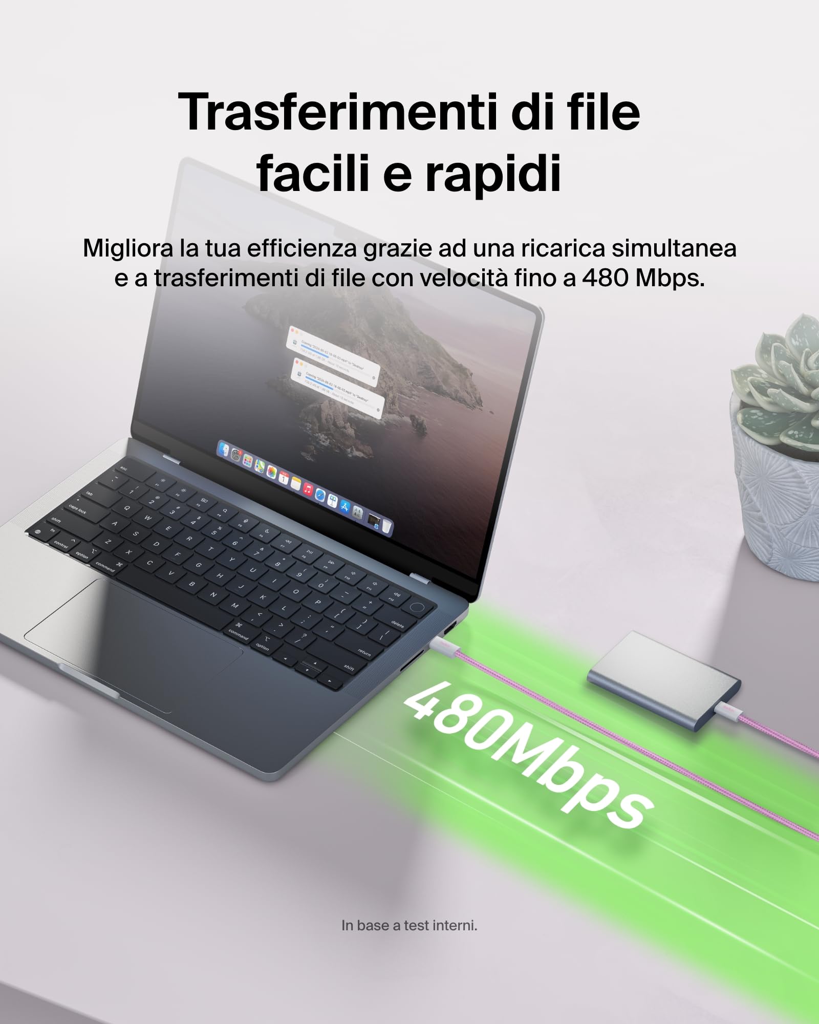 Belkin Confezione da 2 cavi intrecciati da USB-C a USB-C da 1,5 m, 60 W, cavo flessibile per ricarica rapida, cavo Type-C per iPhone 17 e iPhone 16 series, Galaxy S25, Pixel 10, iPad Pro e altri, nero - ChargeCover