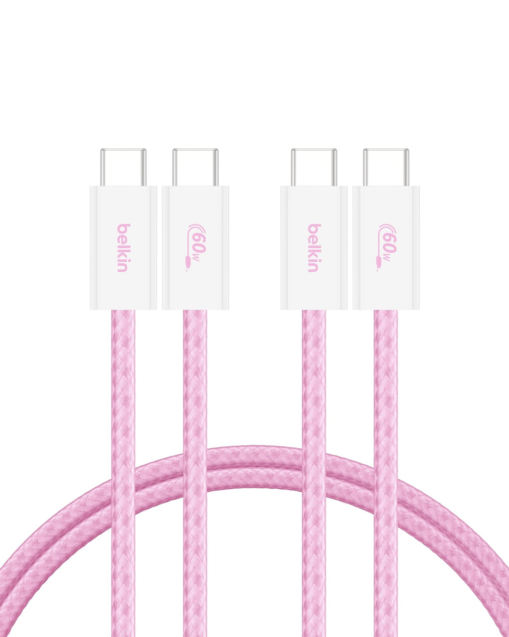 Belkin Confezione da 2 cavi intrecciati da USB-C a USB-C da 1,5 m, 60 W, cavo flessibile per ricarica rapida, cavo Type-C per iPhone 17 e iPhone 16 series, Galaxy S25, Pixel 10, iPad Pro e altri, nero - ChargeCover