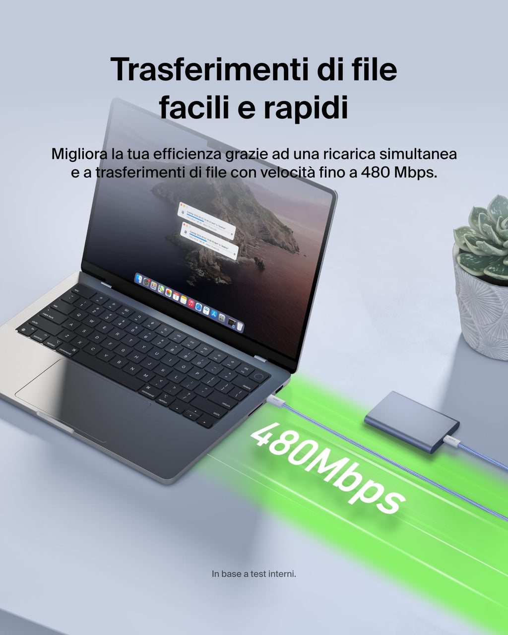 Belkin Confezione da 2 cavi intrecciati da USB-C a USB-C da 1,5 m, 60 W, cavo flessibile per ricarica rapida, cavo Type-C per iPhone 17 e iPhone 16 series, Galaxy S25, Pixel 10, iPad Pro e altri, nero - ChargeCover