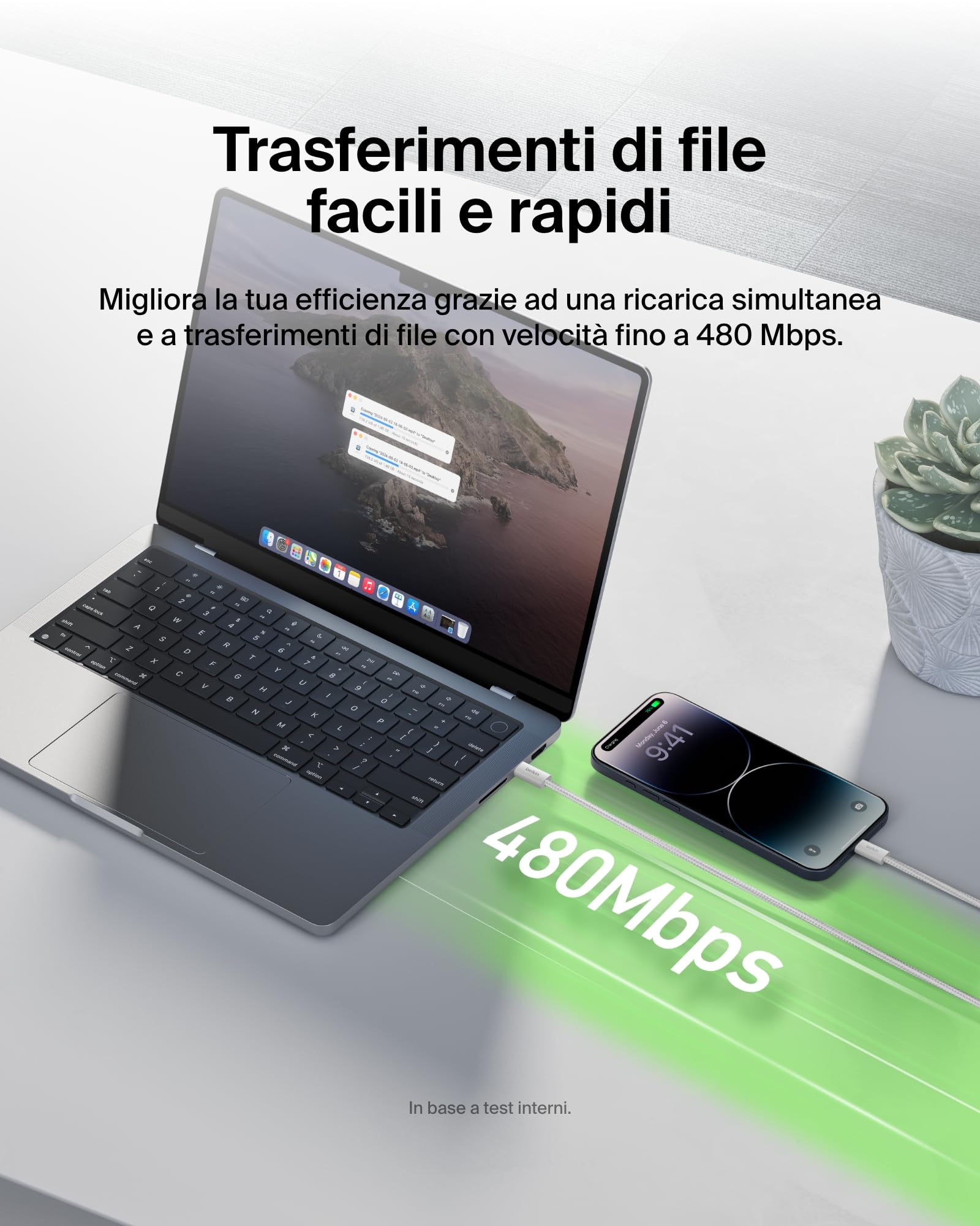 Belkin Confezione da 2 cavi intrecciati USB-C con connettore Lightning da 1,5 m, cavo flessibile per ricarica rapida, cavo Lightning per iPhone 14 e precedenti, iPad 9a gen. e AirPods, nero - ChargeCover