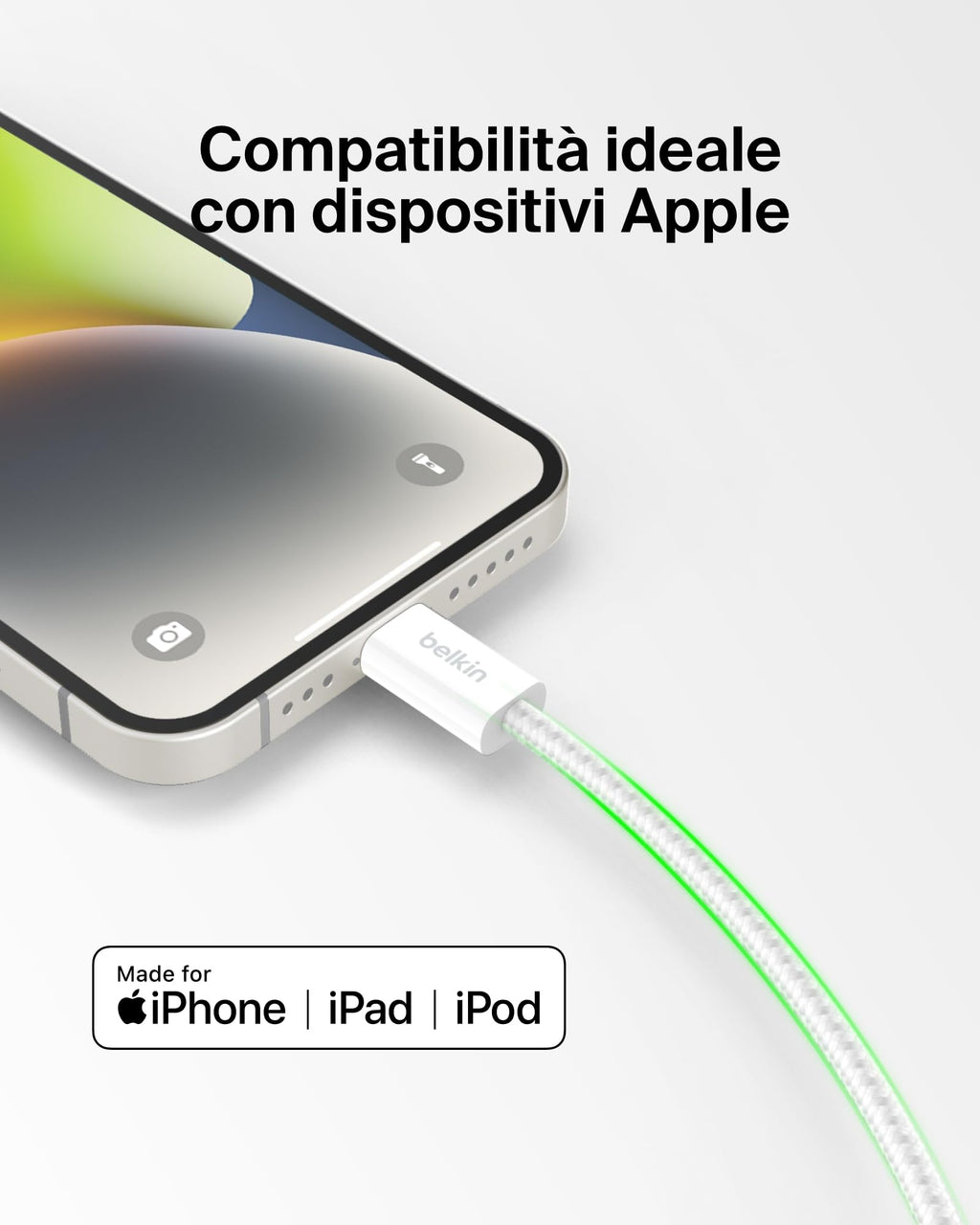 Belkin Confezione da 2 cavi intrecciati USB-C con connettore Lightning da 1,5 m, cavo flessibile per ricarica rapida, cavo Lightning per iPhone 14 e precedenti, iPad 9a gen. e AirPods, nero - ChargeCover