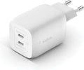 Belkin Doppio caricabatteria da parete USB-C da 65 W, ricarica rapida PD 3.0, caricatore USB C con tecnologia GaN per iPhone 16, 15, 14, 13, 12, Pro, Pro Max, iPad, MacBook, Galaxy S24, S23, S22, Tab - ChargeCover