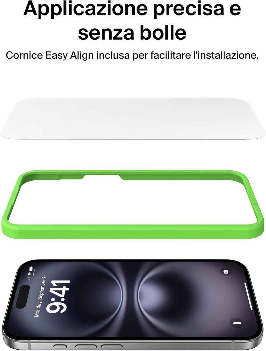 Belkin ScreenForce TemperedGlass Pellicola iPhone 17 Pro Max, Pellicola Protettiva Resistente a Graffi e Impatti, Cornice Easy Align Inclusa per un'Applicazione Senza Bolle, Confezione da 2 - ChargeCover