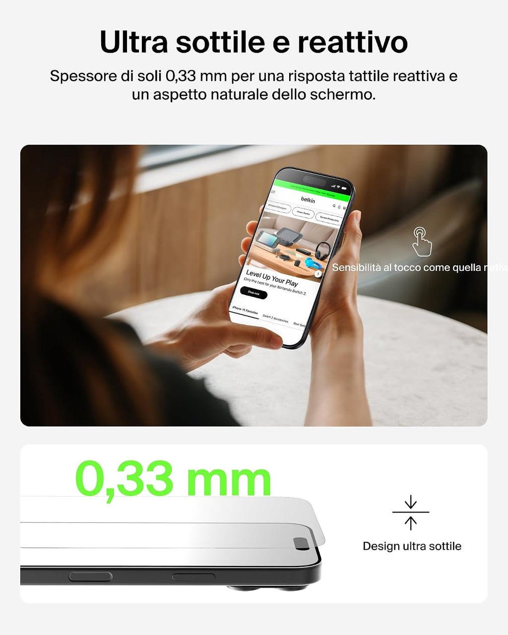 Belkin ScreenForce TemperedGlass Pellicola iPhone 17 Pro Max, Pellicola Protettiva Resistente a Graffi e Impatti, Cornice Easy Align Inclusa per un'Applicazione Senza Bolle, Confezione da 2 - ChargeCover