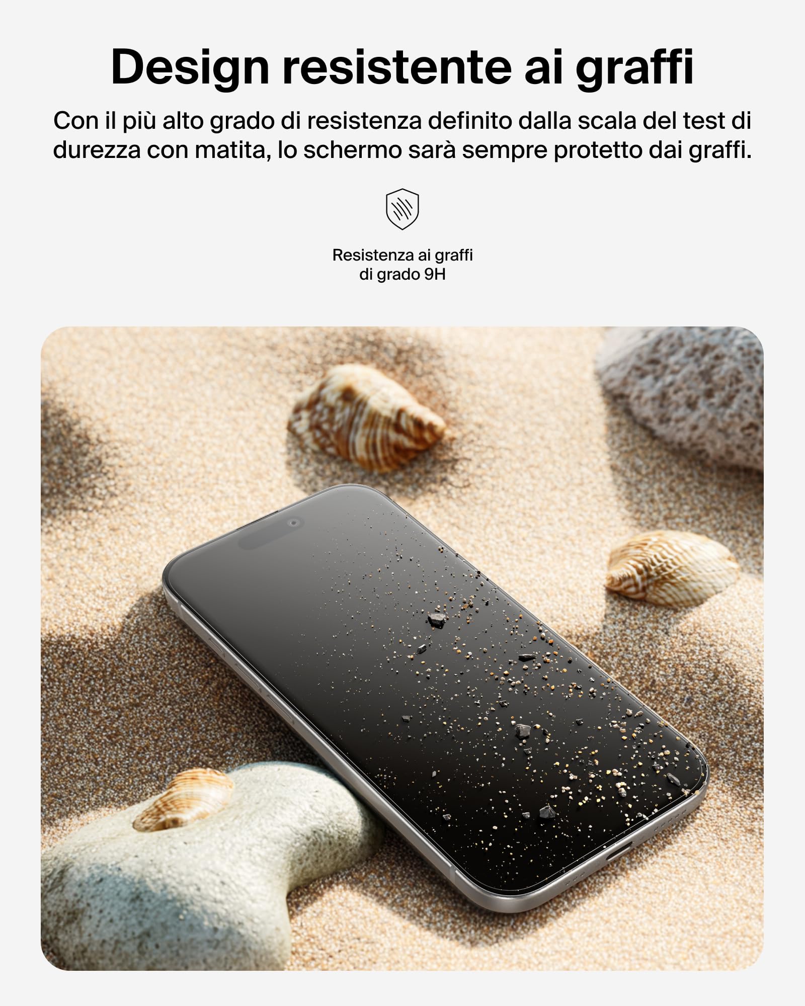 Belkin ScreenForce UltraGlass 2 Pellicola Vetro per iPhone 16 Pro, antigraffio, con durezza di 9H, sottile, include un supporto di allineamento, senza bolle, pellicola protettiva per iPhone 16 Pro - ChargeCover