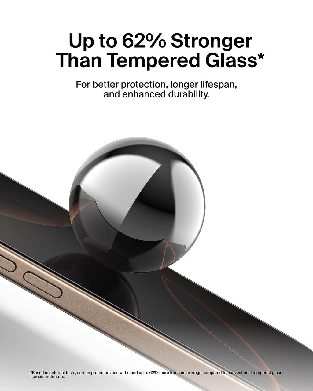 Belkin ScreenForce UltraGlass 2 Pellicola Vetro per iPhone 16 Pro, antigraffio, con durezza di 9H, sottile, include un supporto di allineamento, senza bolle, pellicola protettiva per iPhone 16 Pro - ChargeCover