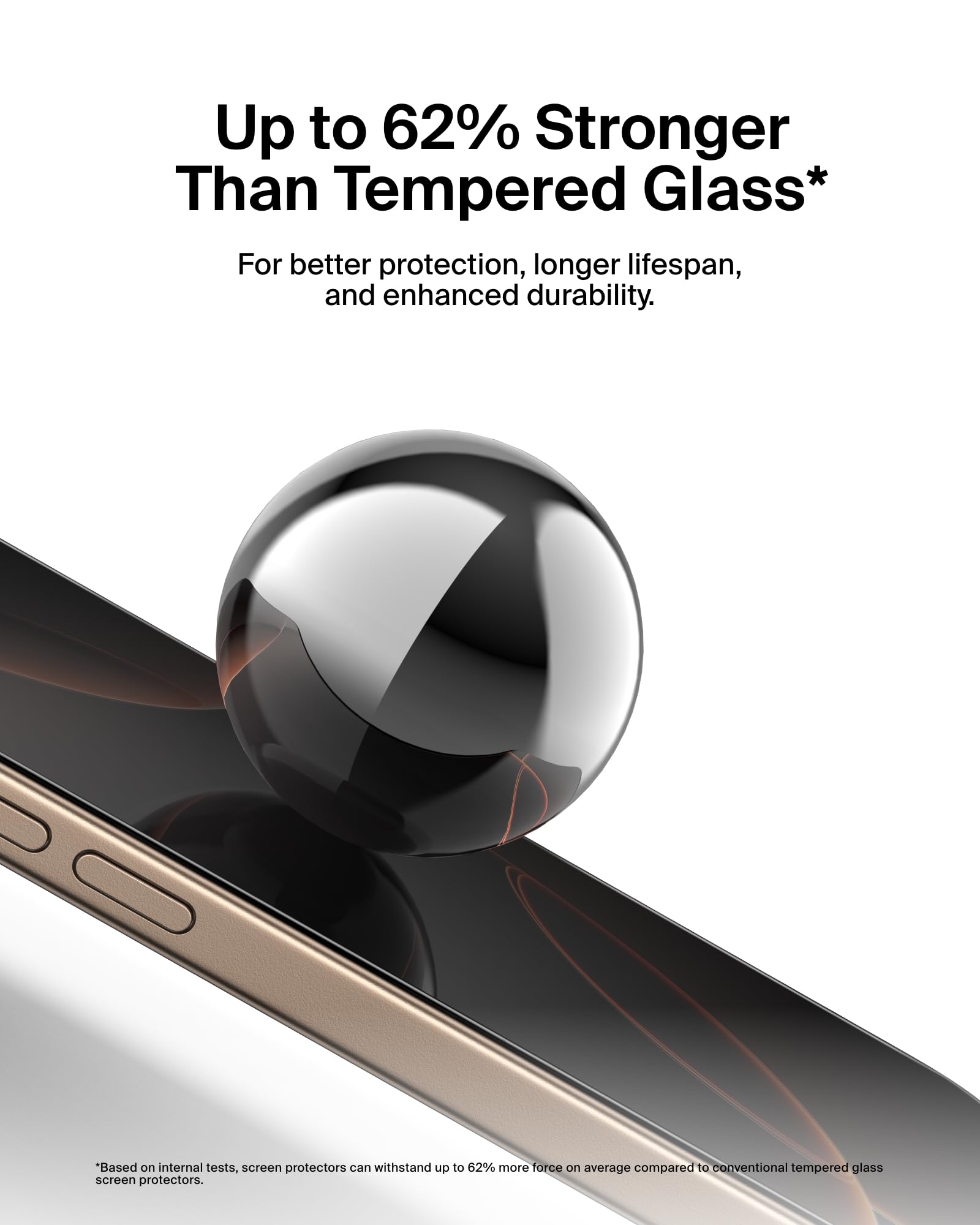 Belkin ScreenForce UltraGlass 2 Pellicola Vetro per iPhone 16 Pro, antigraffio, con durezza di 9H, sottile, include un supporto di allineamento, senza bolle, pellicola protettiva per iPhone 16 Pro - ChargeCover