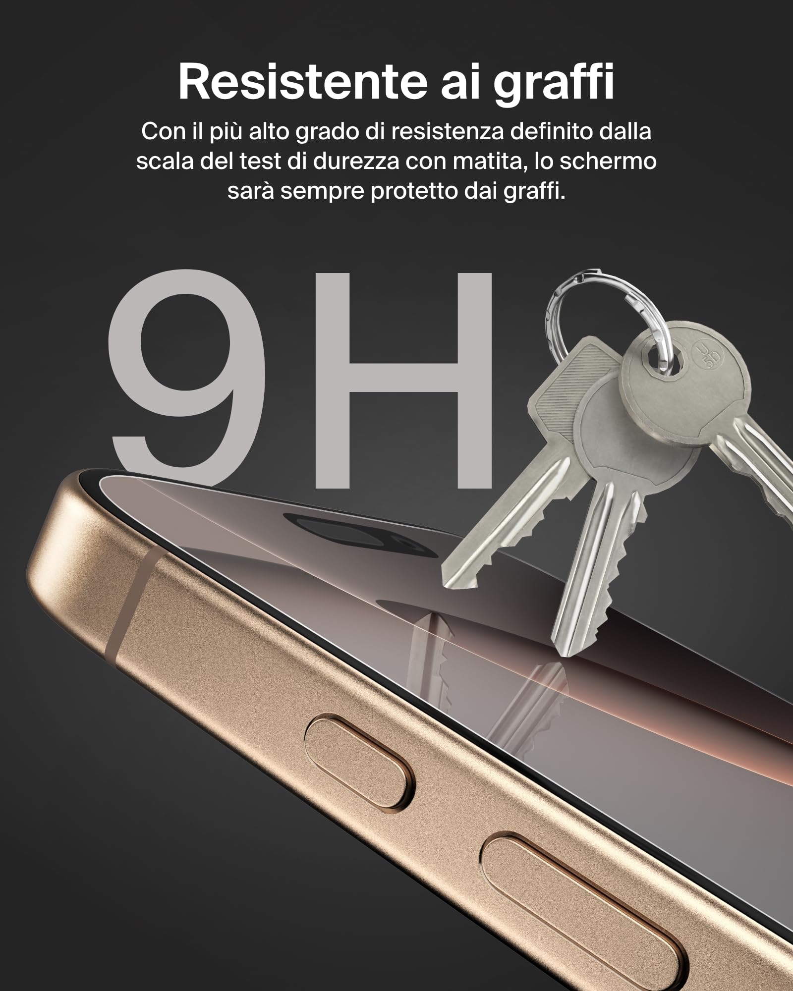 Belkin ScreenForce UltraGlass 2 Pellicola Vetro per iPhone 16 Pro, antigraffio, con durezza di 9H, sottile, include un supporto di allineamento, senza bolle, pellicola protettiva per iPhone 16 Pro - ChargeCover