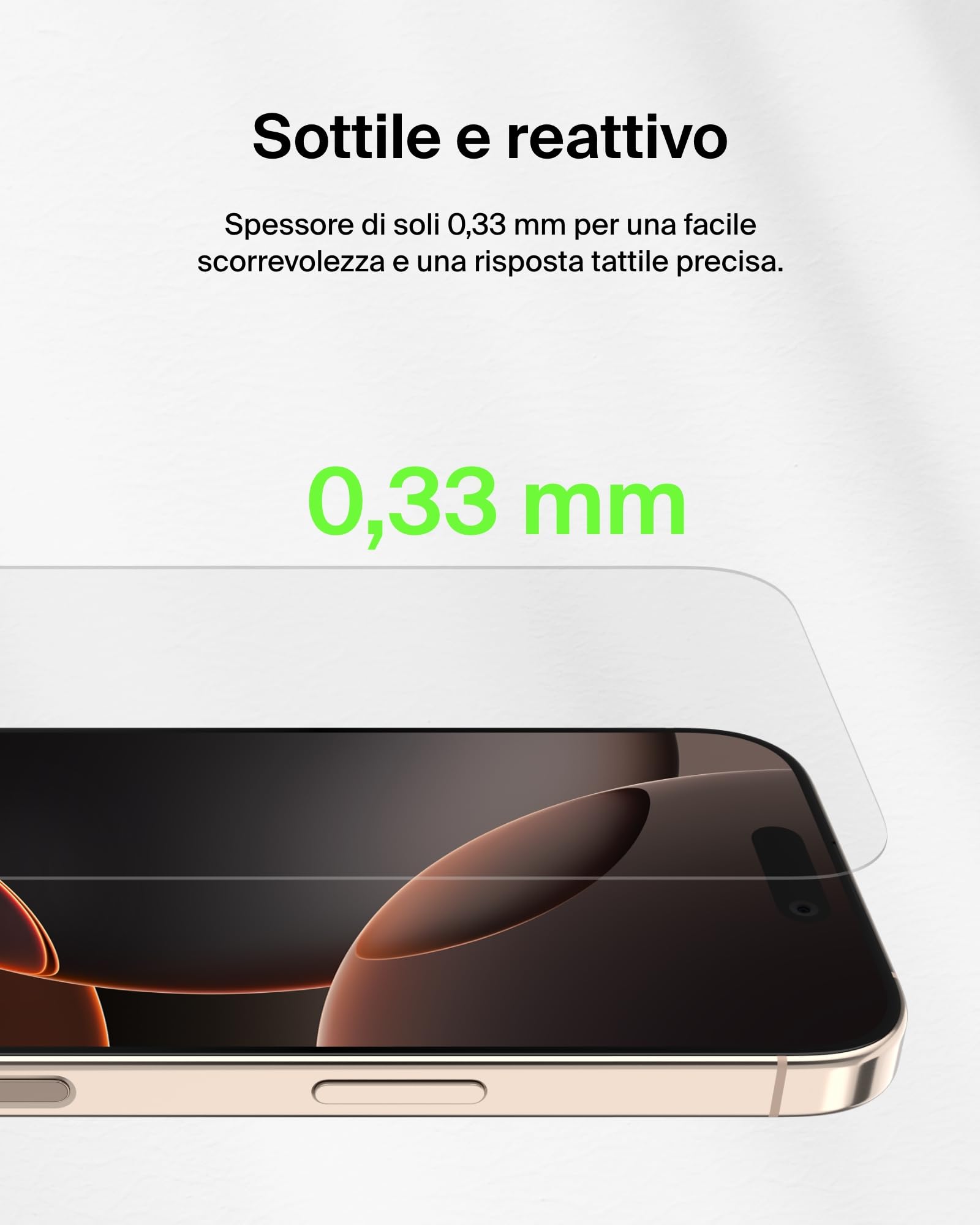Belkin ScreenForce UltraGlass 2 Pellicola Vetro per iPhone 16 Pro, antigraffio, con durezza di 9H, sottile, include un supporto di allineamento, senza bolle, pellicola protettiva per iPhone 16 Pro - ChargeCover
