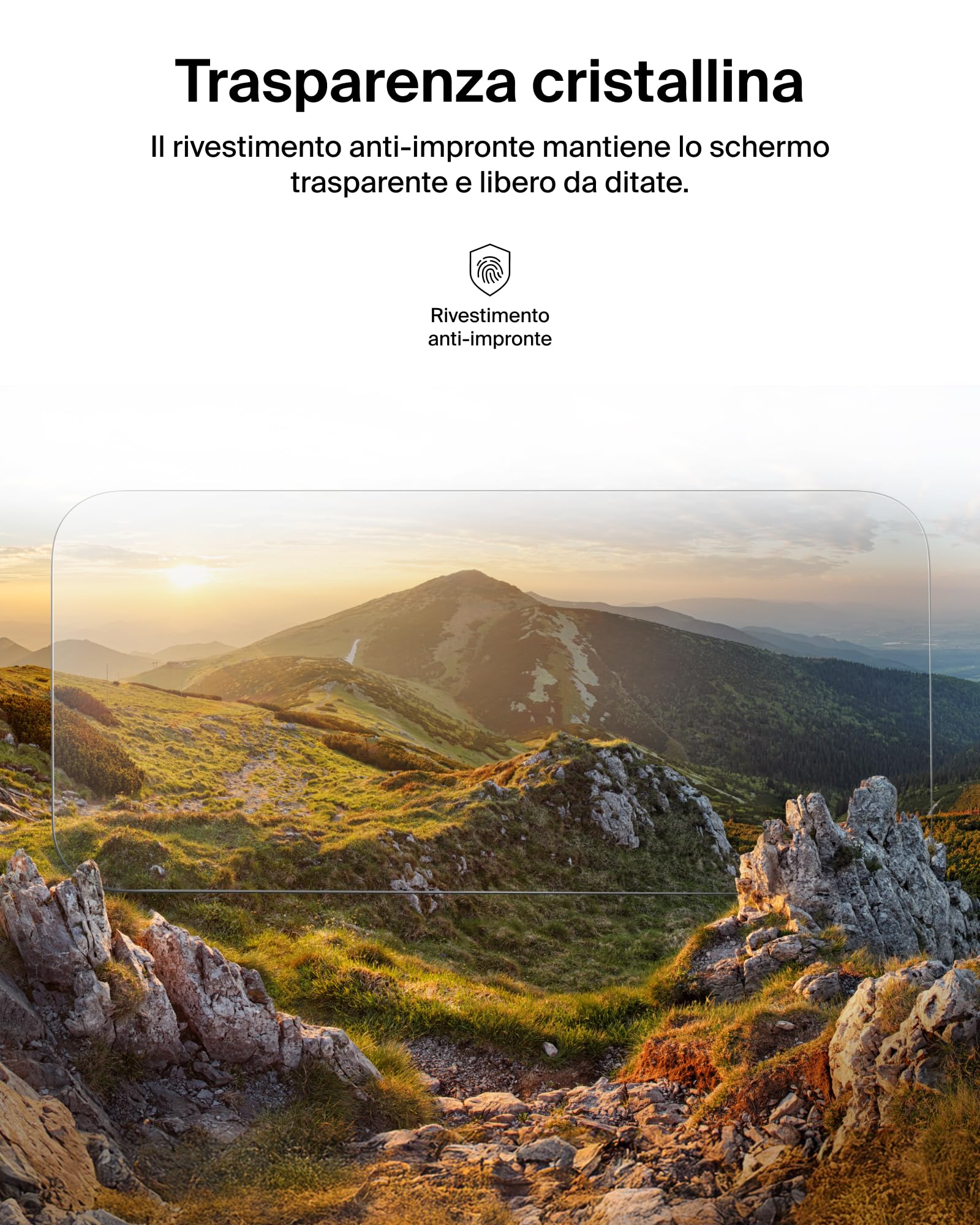 Belkin ScreenForce UltraGlass 2 Pellicola Vetro per iPhone 16 Pro, antigraffio, con durezza di 9H, sottile, include un supporto di allineamento, senza bolle, pellicola protettiva per iPhone 16 Pro - ChargeCover