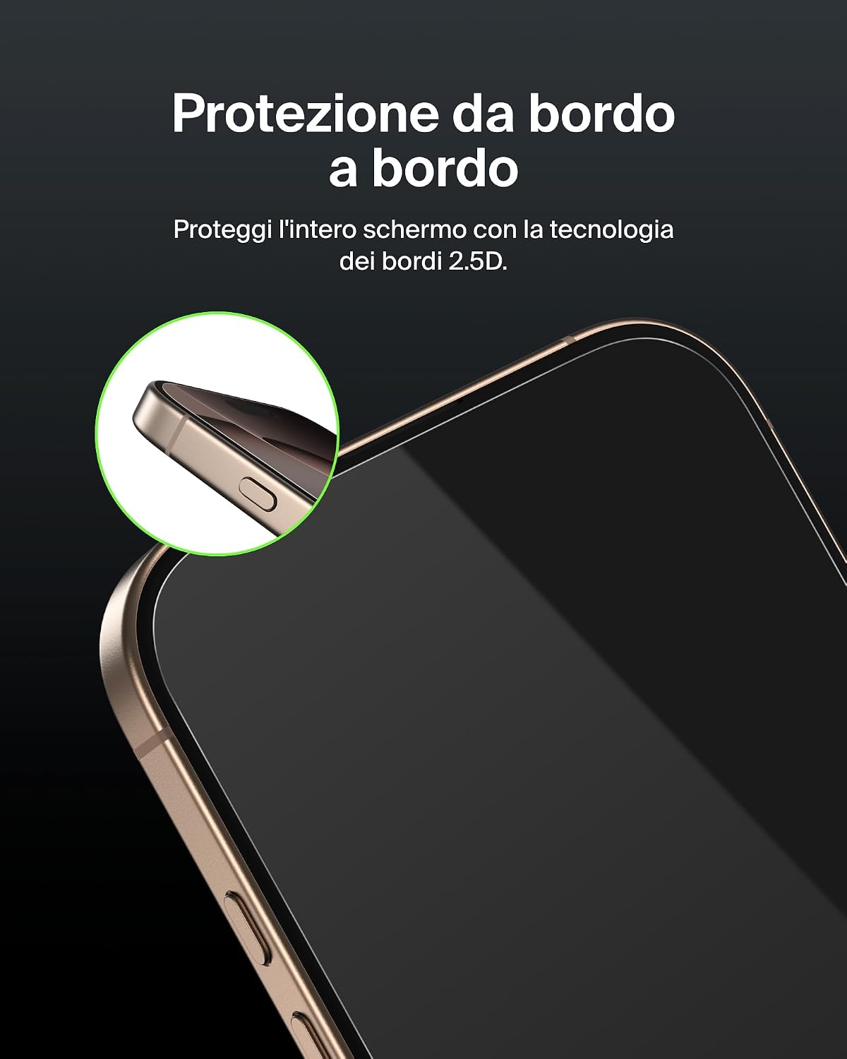 Belkin ScreenForce UltraGlass 2 Pellicola Vetro per iPhone 16 Pro, antigraffio, con durezza di 9H, sottile, include un supporto di allineamento, senza bolle, pellicola protettiva per iPhone 16 Pro - ChargeCover