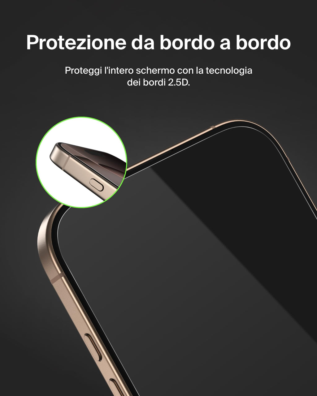 Belkin ScreenForce UltraGlass 2 Pellicola Vetro per iPhone 16 Pro, antigraffio, con durezza di 9H, sottile, include un supporto di allineamento, senza bolle, pellicola protettiva per iPhone 16 Pro - ChargeCover